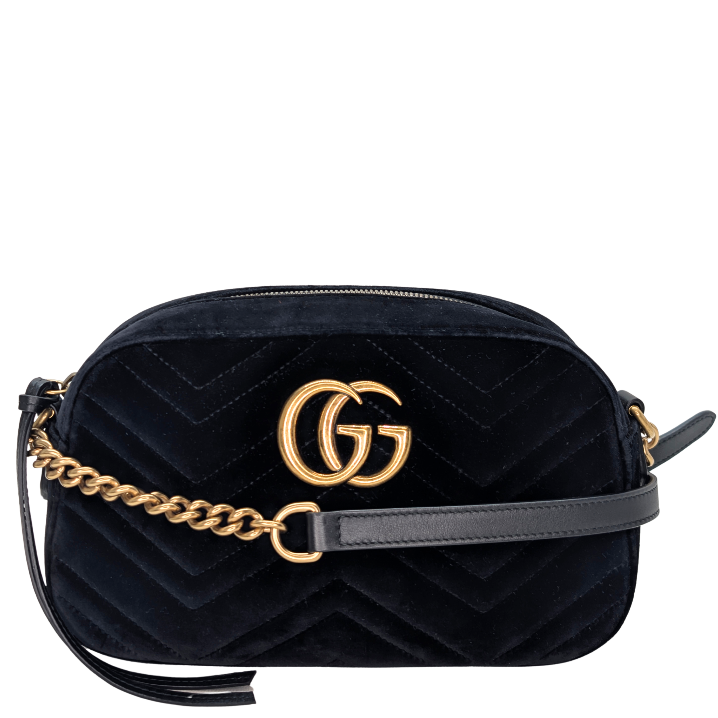 Gucci Marmont Velvet Small Camera Bag Black