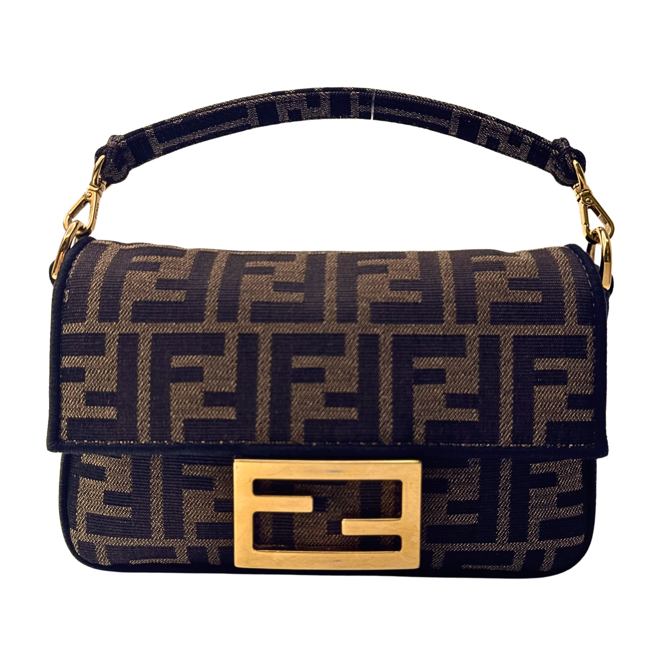 Fendi Jacquard FF Baguette Bag Canvas Brown