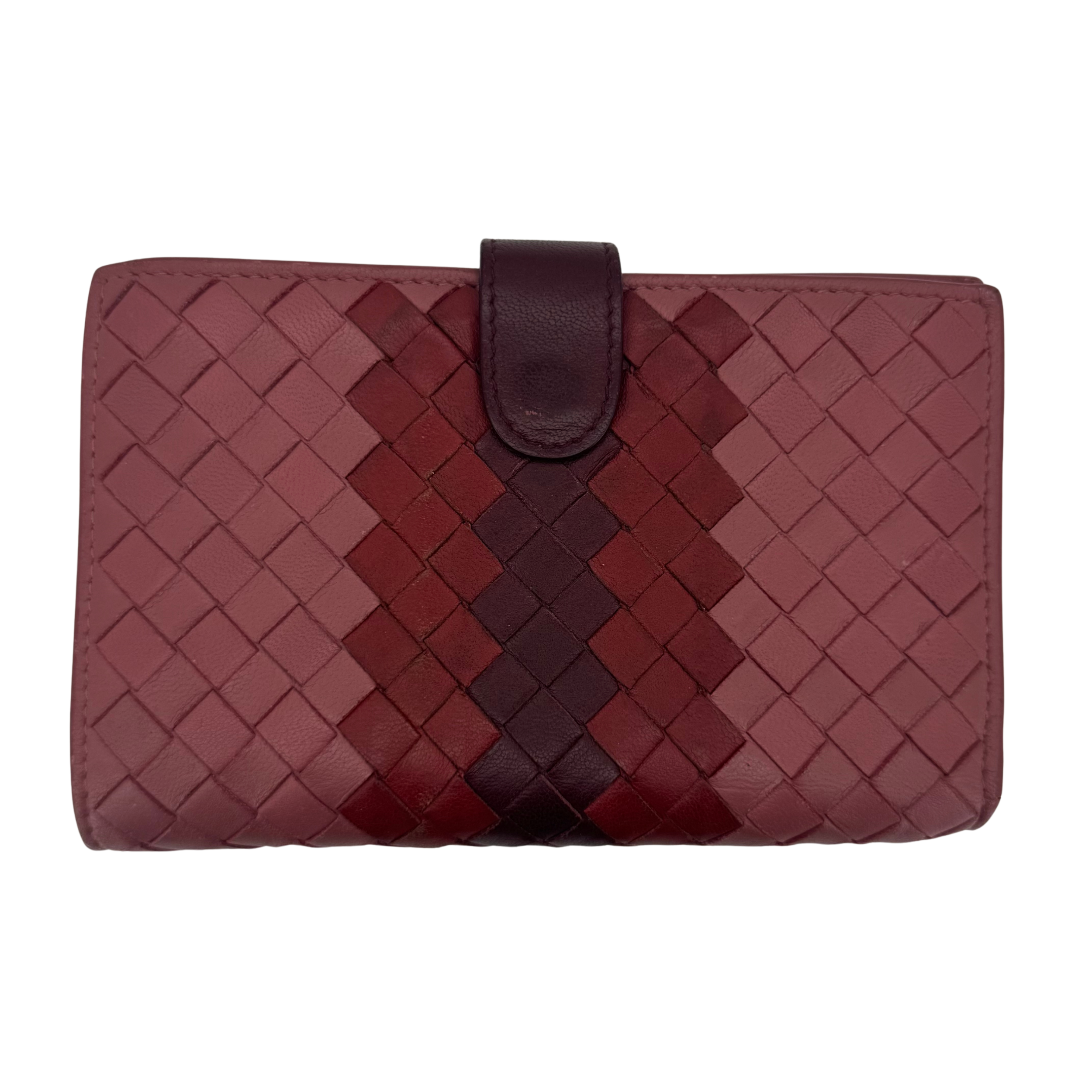 Bottega Veneta Tri Color Intrecciato Leather French Flap Wallet