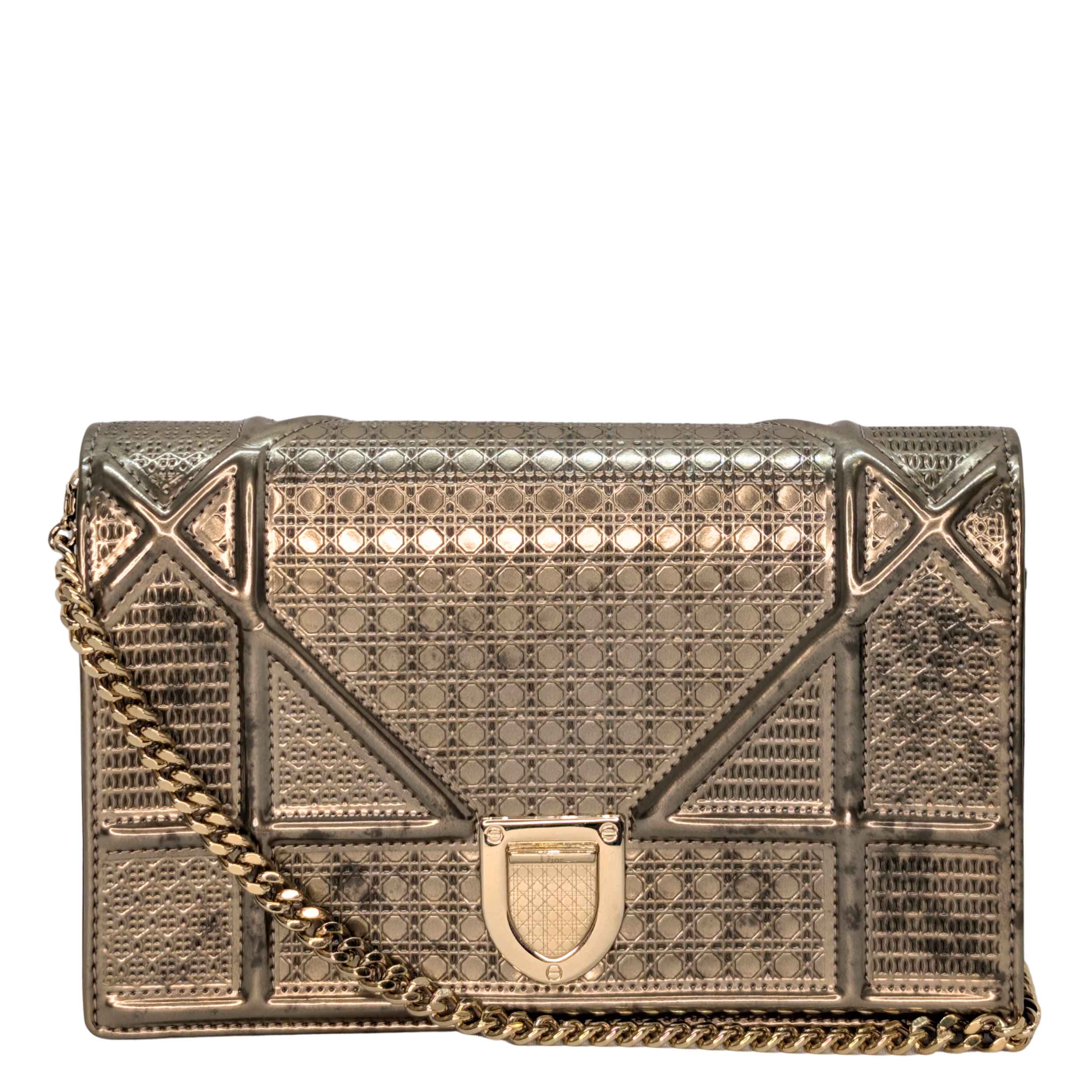 Dior Micro Cannage Leather Baby Diorama Bag Metallic Gold