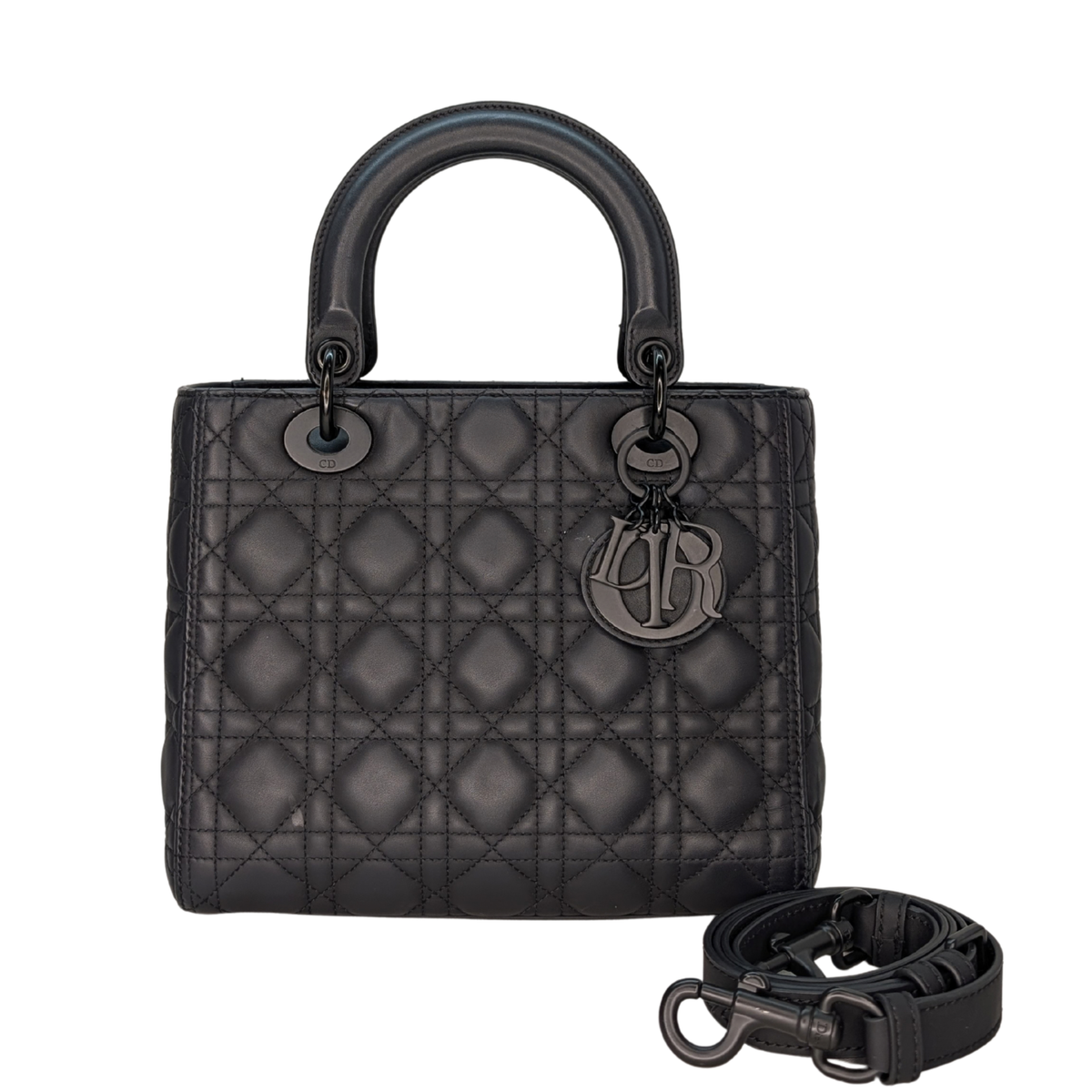 Dior Medium Lady Dior Cannage Black with Black Hardware