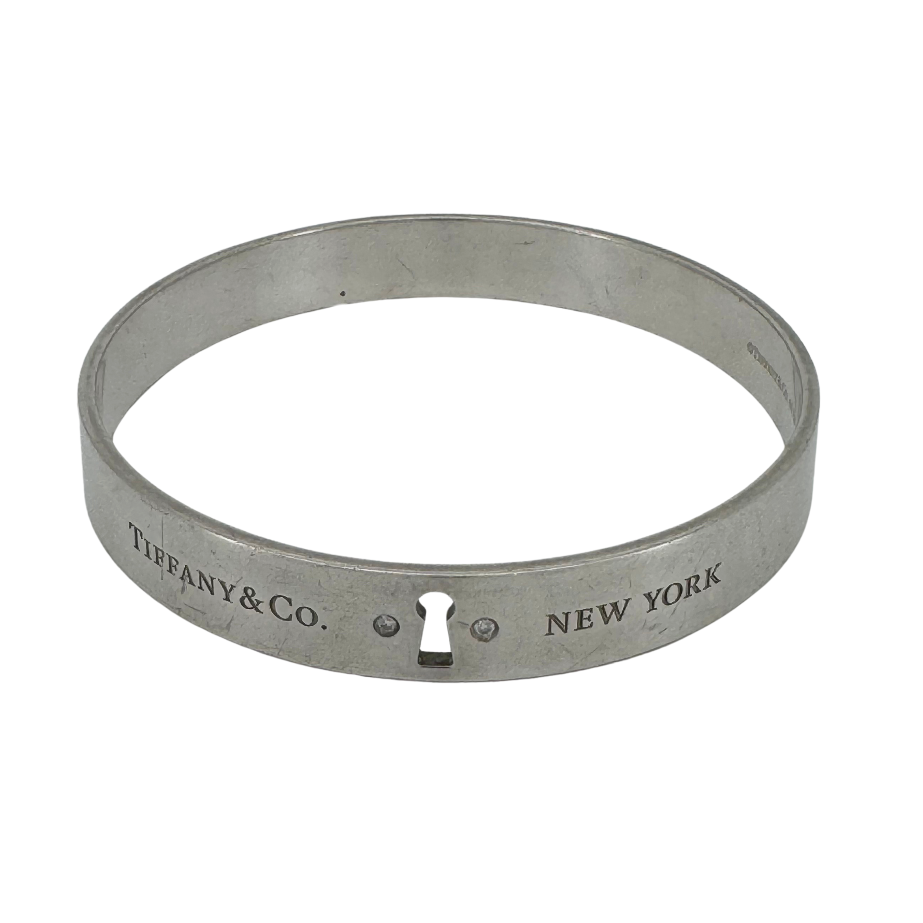 Tiffany & Co Diamond Lock Narrow Bangle Silver .04 TDW - Lost Designer