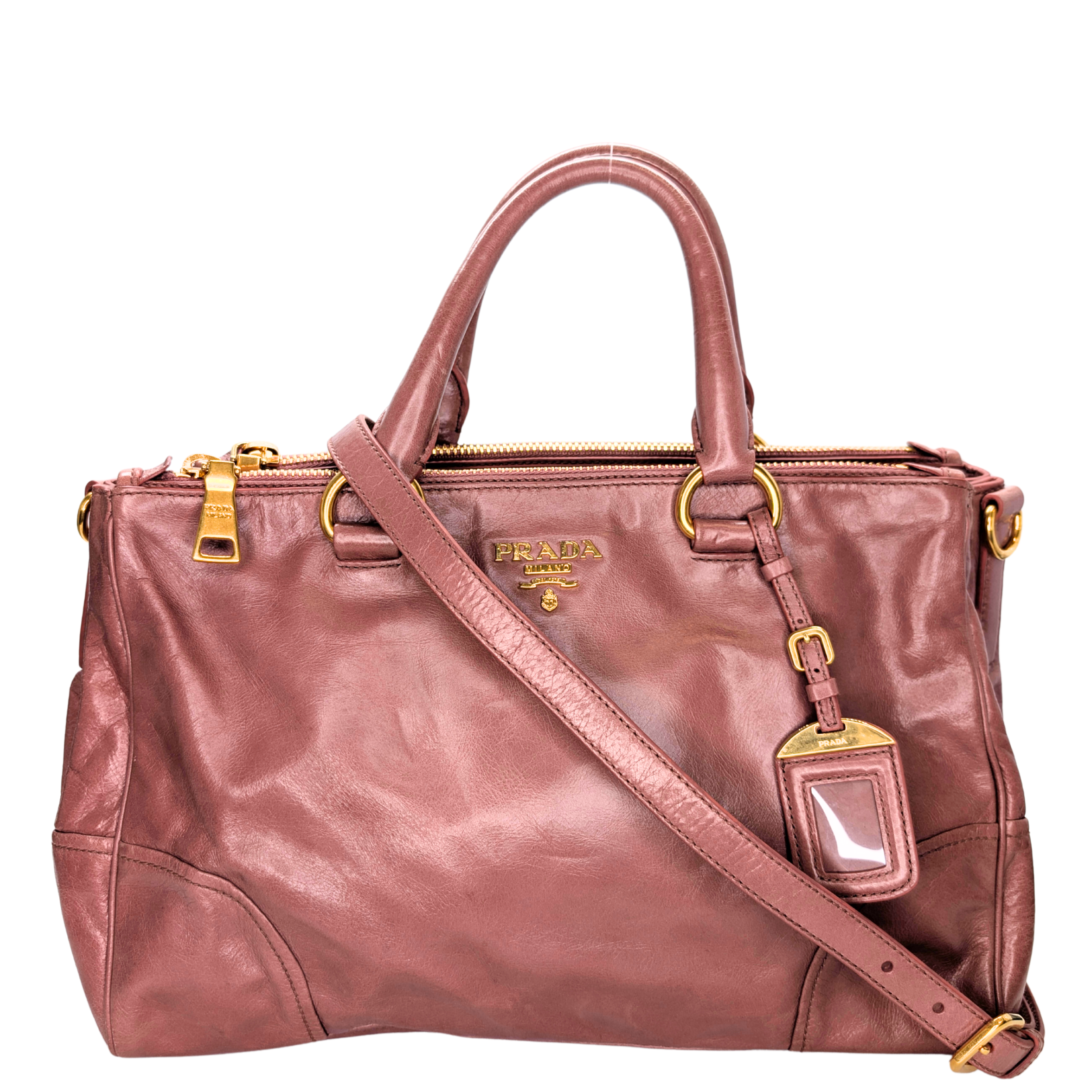 Prada Vitello Shine Shopping Tote Bag Dusky Rose