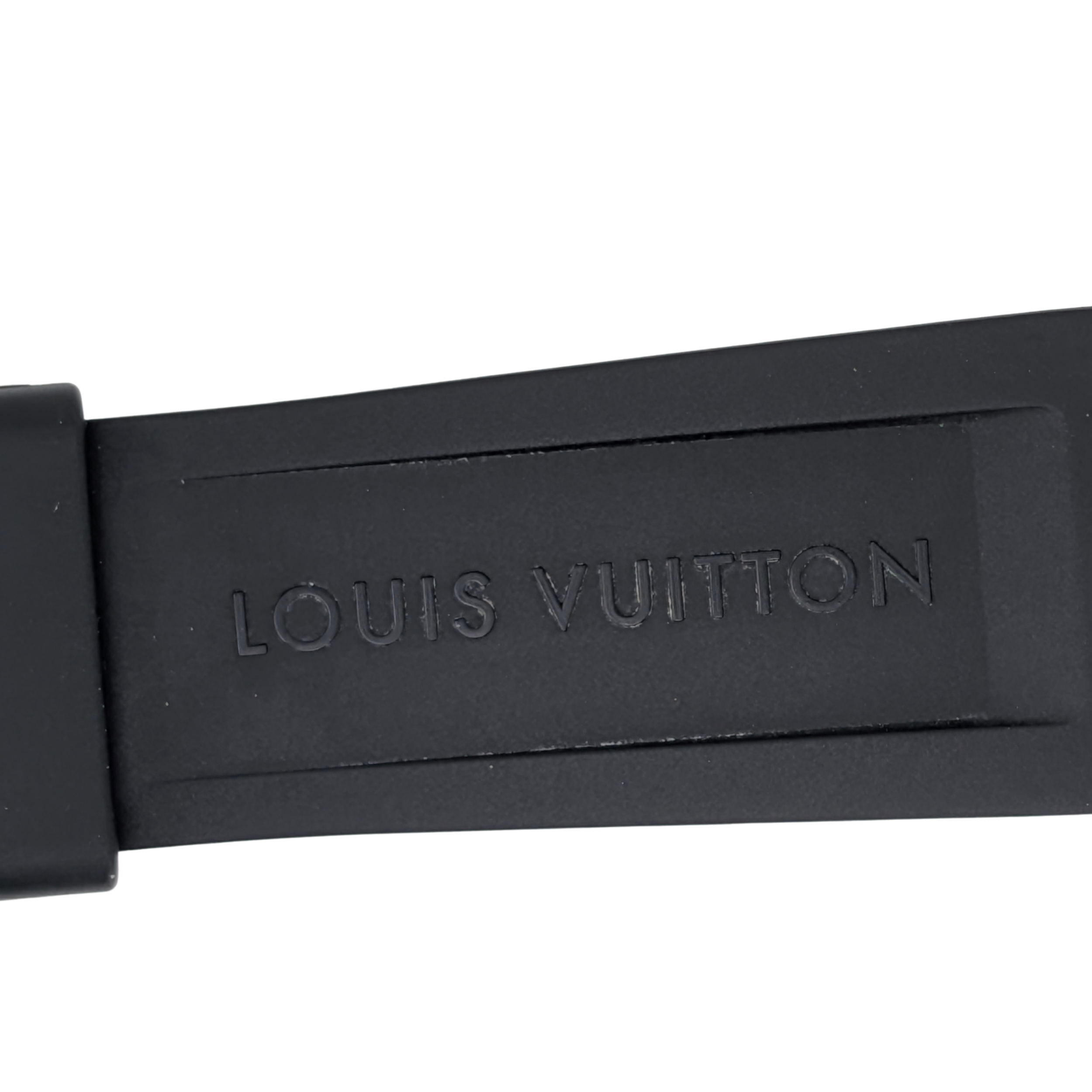 Louis Vuitton Tambour Q131Q Diamond Bezel & Dial Black Steel Watch