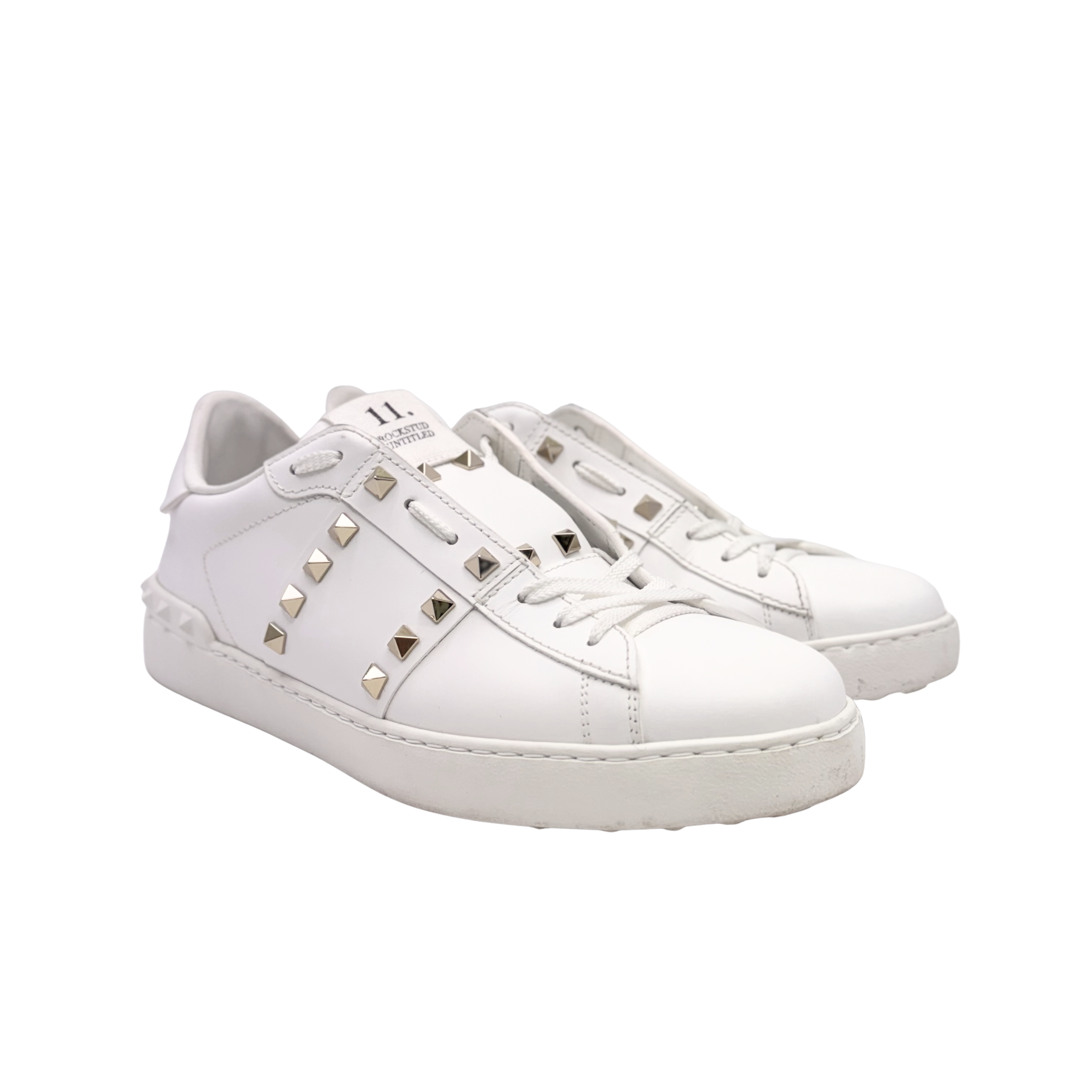 White Valentino RockStud Sneakers, 8 US