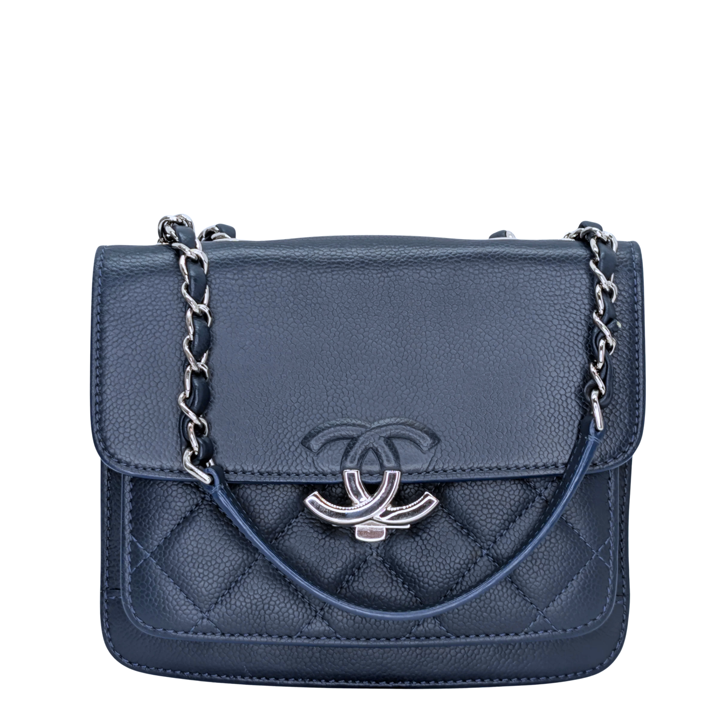Chanel CC Box Flap Shoulder Bag Navy Blue