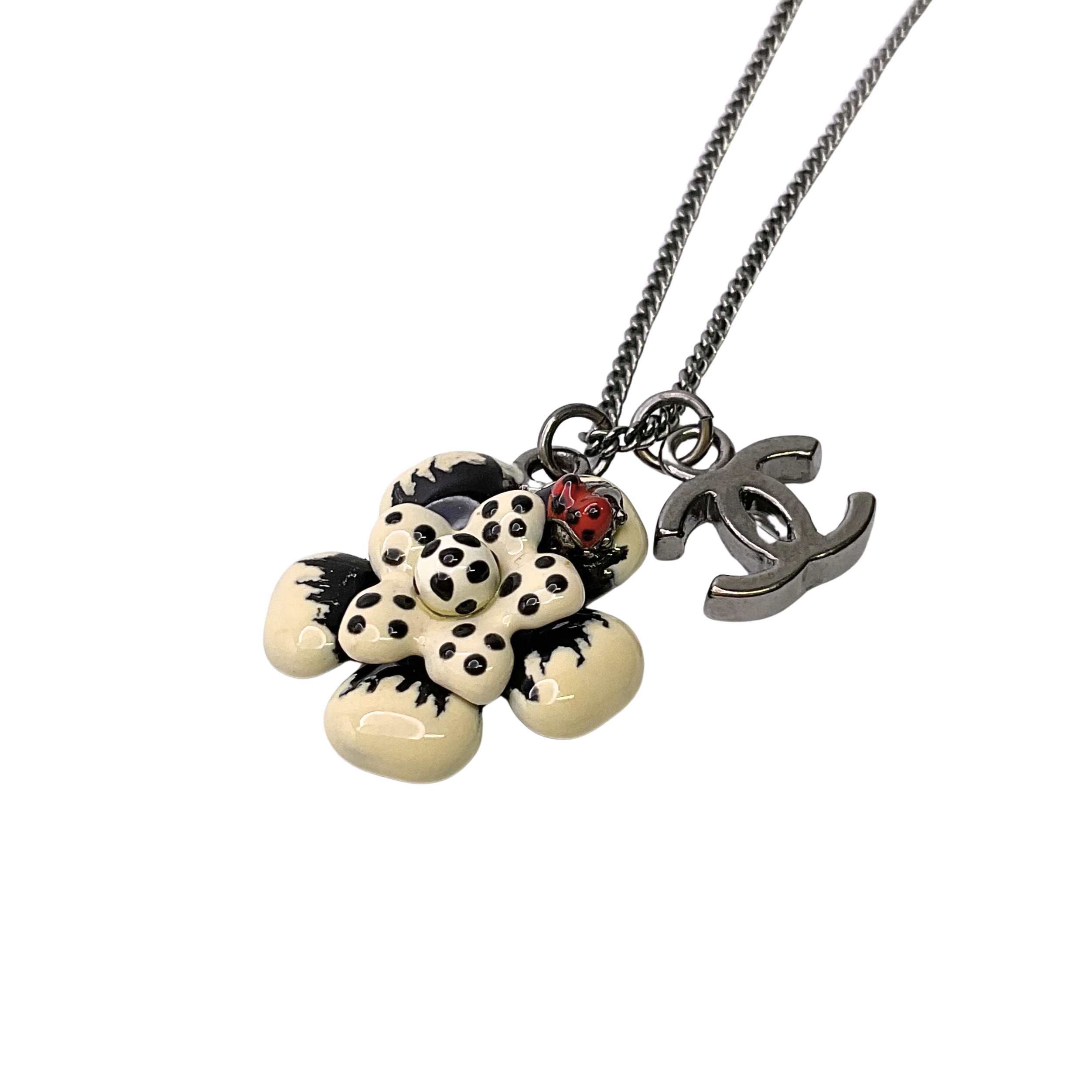Chanel LadyBug Flower Necklace CC Logo