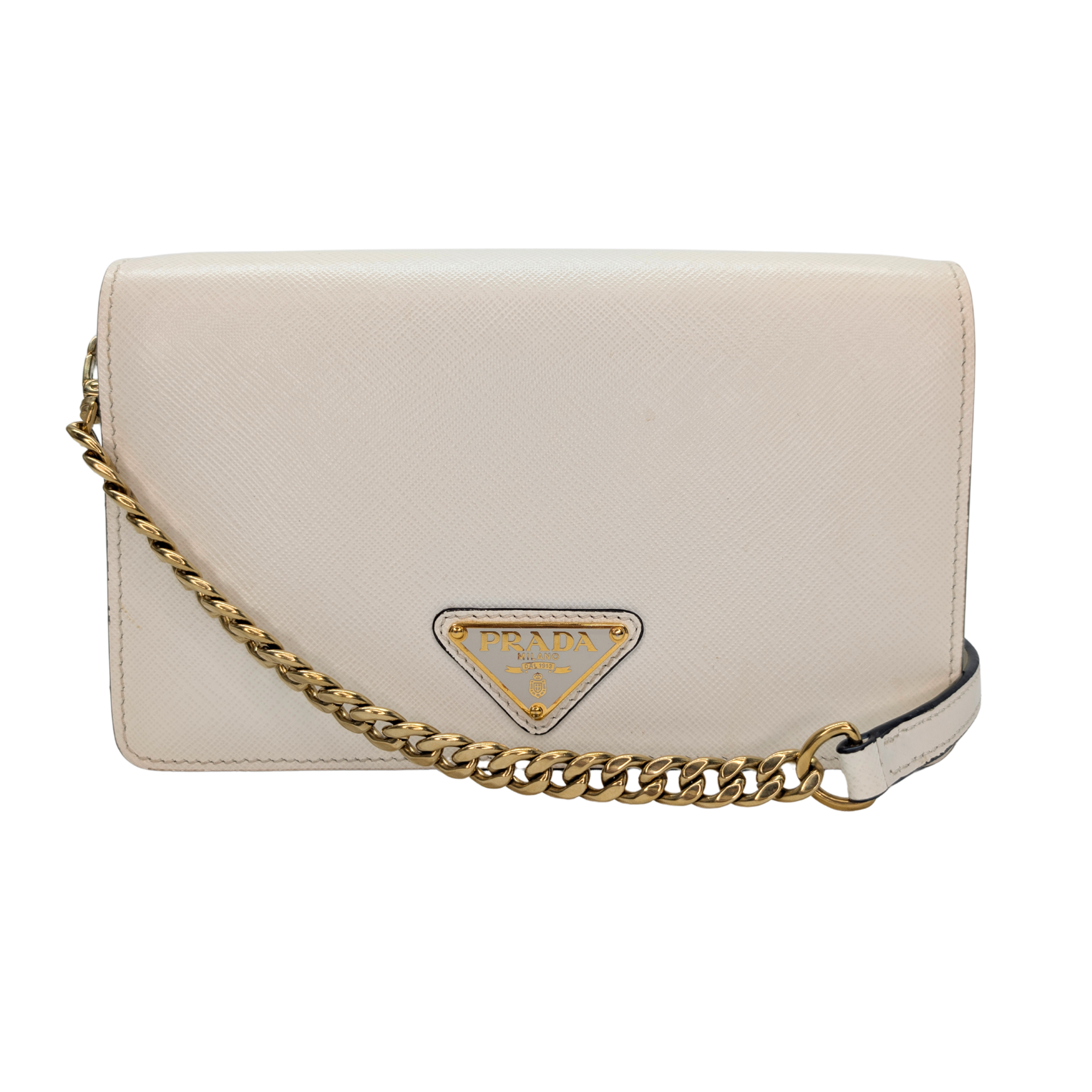 Prada Saffiano White Small Chain Bag White