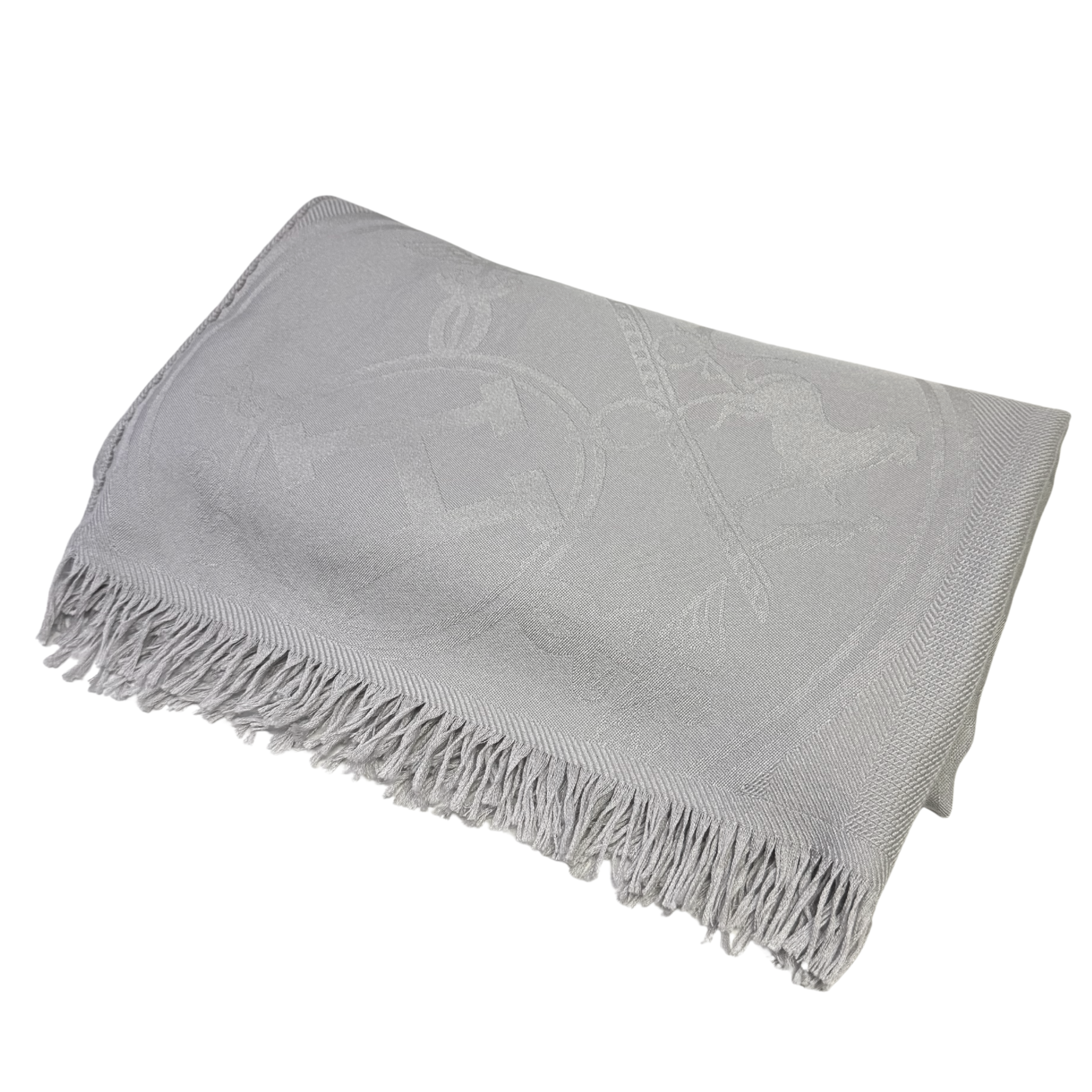 Hermès Silk Cashmere Scarf Grey