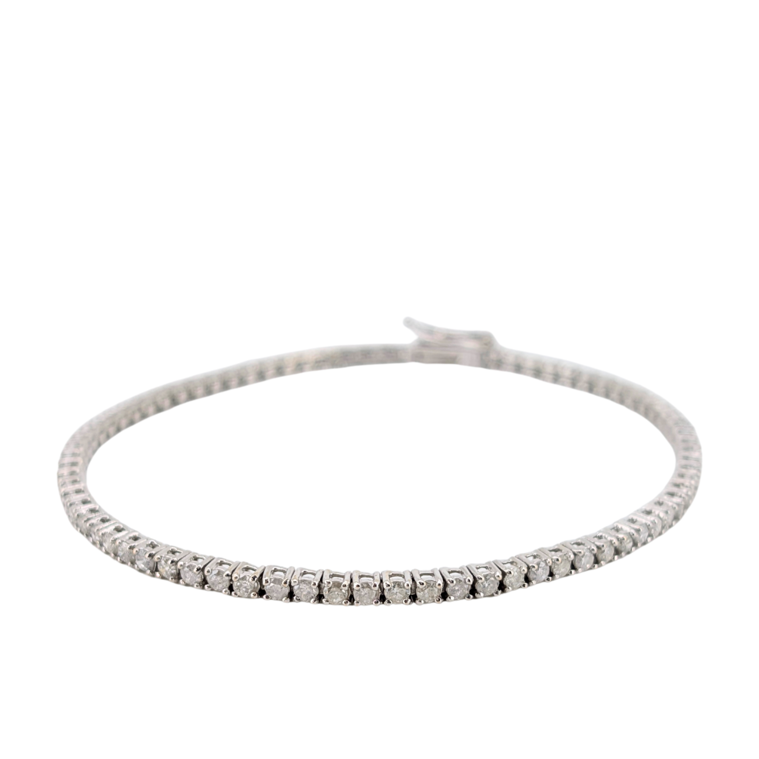 2.00Ct Natural Diamond Tennis Bracelet In 18K White Gold