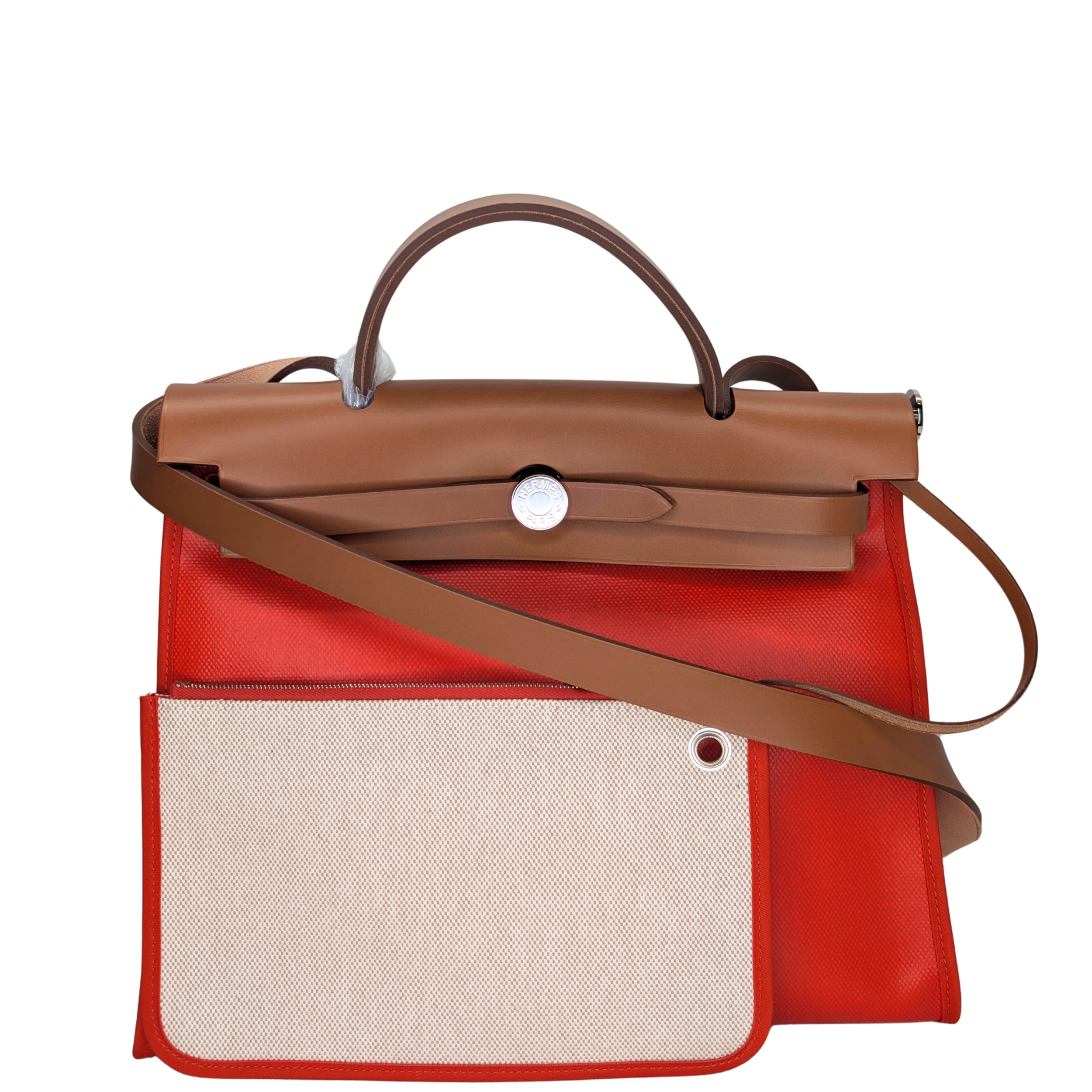 Hermes Herbag 31 Berline Canvas Hunter Orange Stamp U