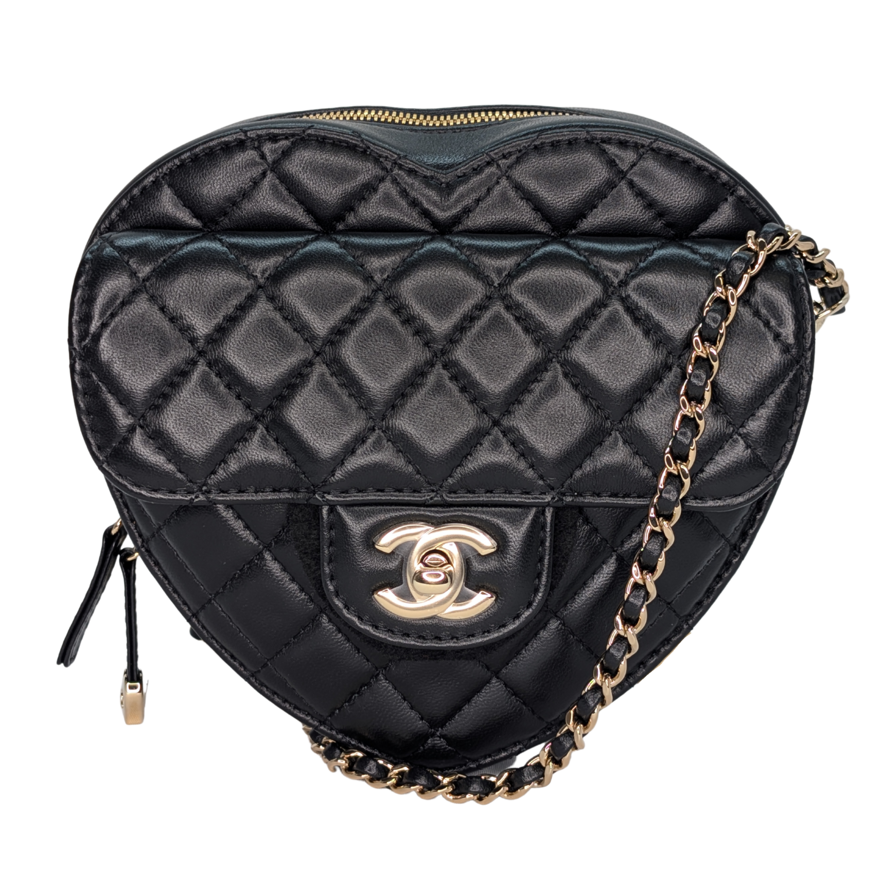 Chanel Quilted CC In Love Heart Bag Black