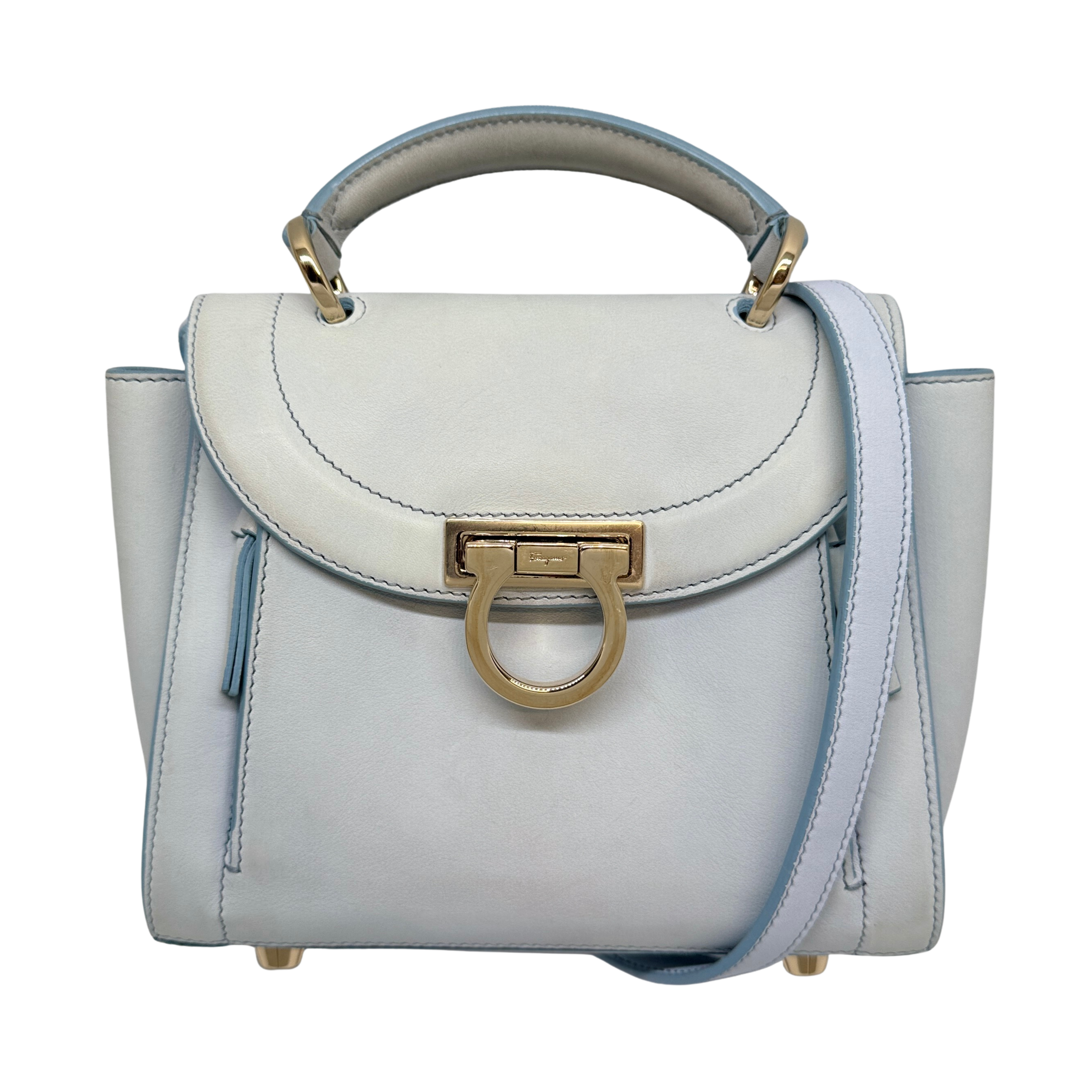 Salvatore Ferragamo Sofia Rainbow Shoulder Bag Baby Blue