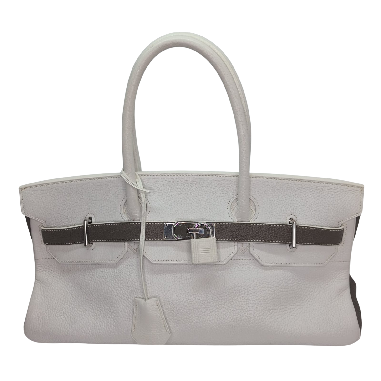 Hermès Birkin Shoulder 42 White Etoupe Clemence Palladium Hardware □J Stamp