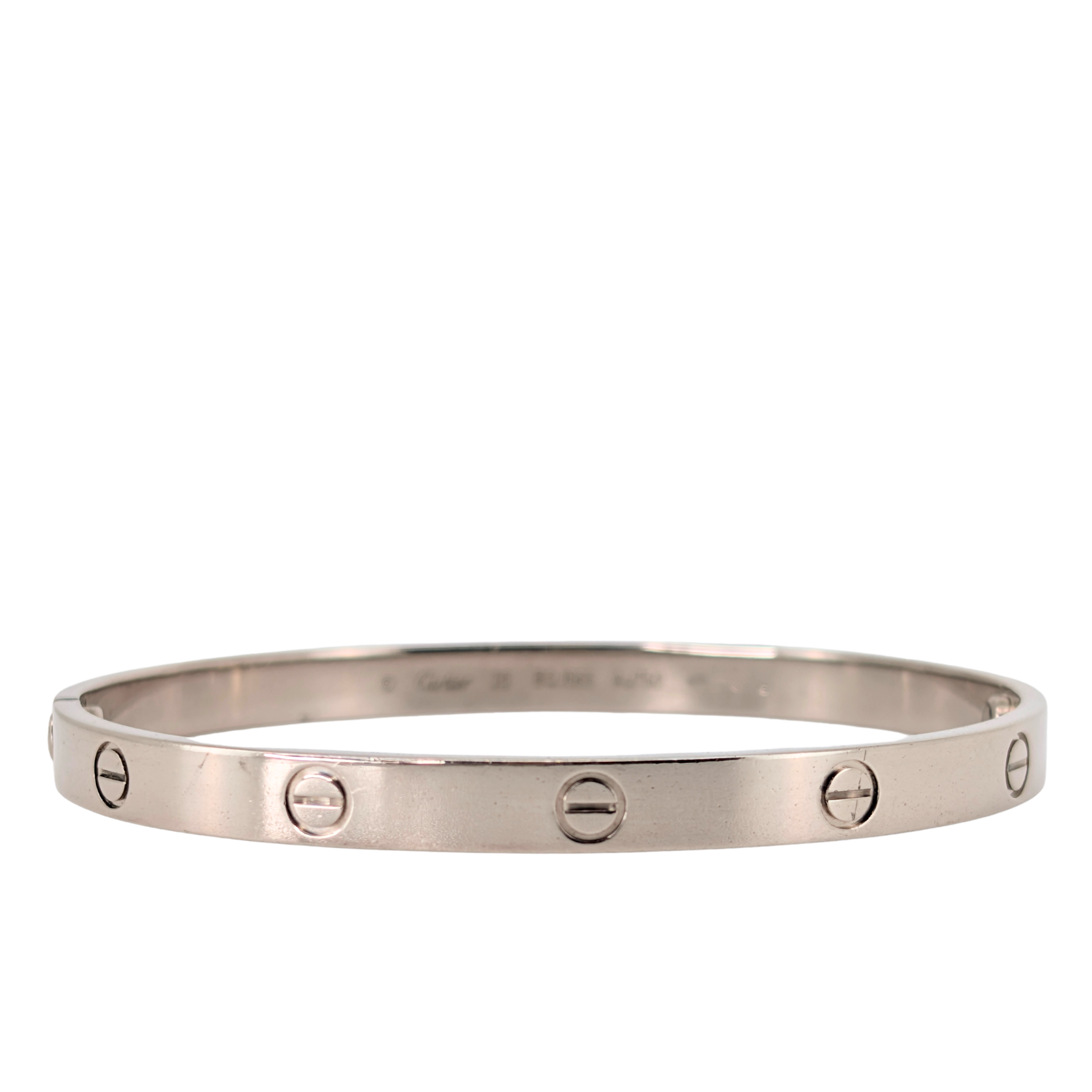 Cartier Love Bracelet Classic Model 18K White Gold Size 20