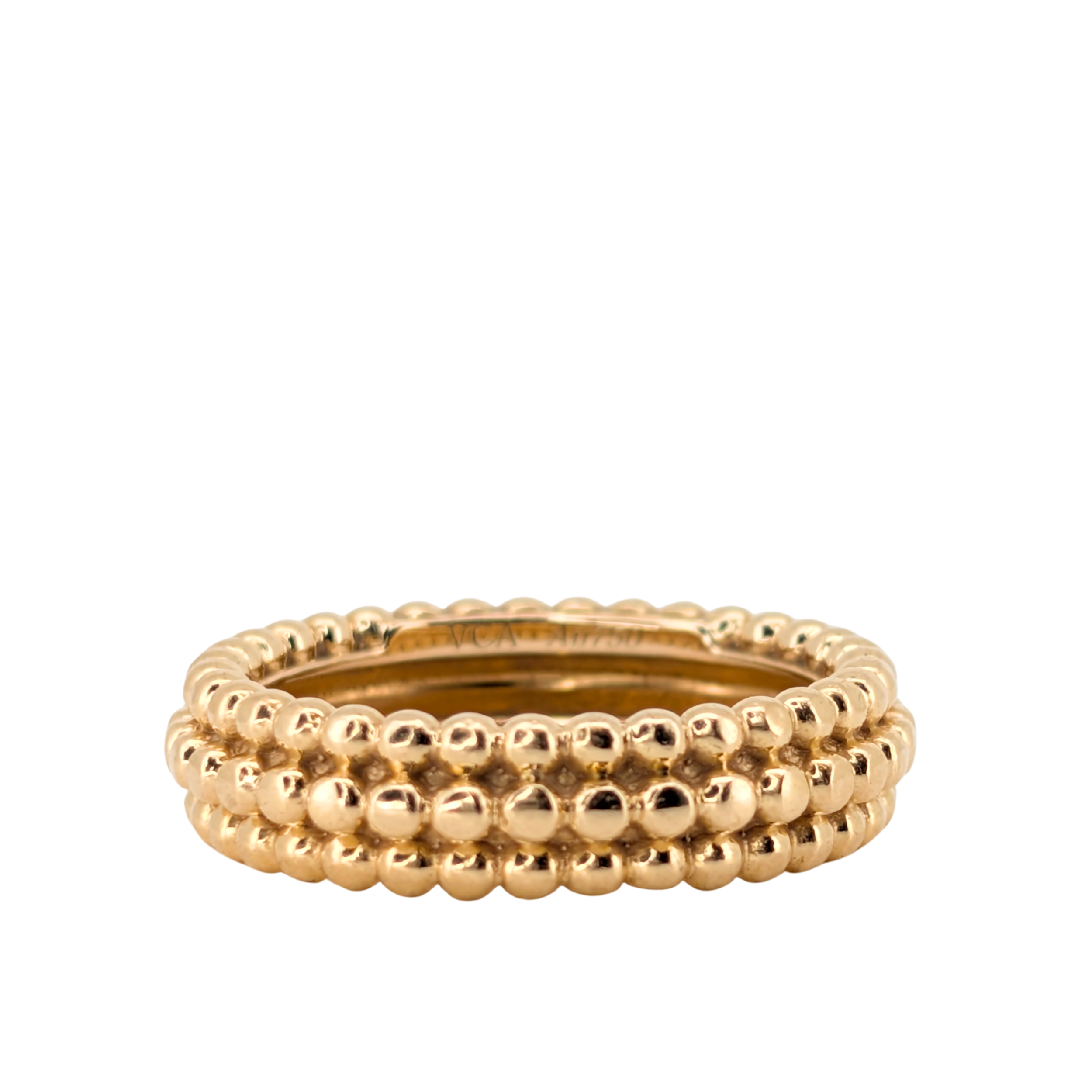 Van Cleef & Arpels 18k Gold Perlée Pearls Of Gold Ring 3 Rows