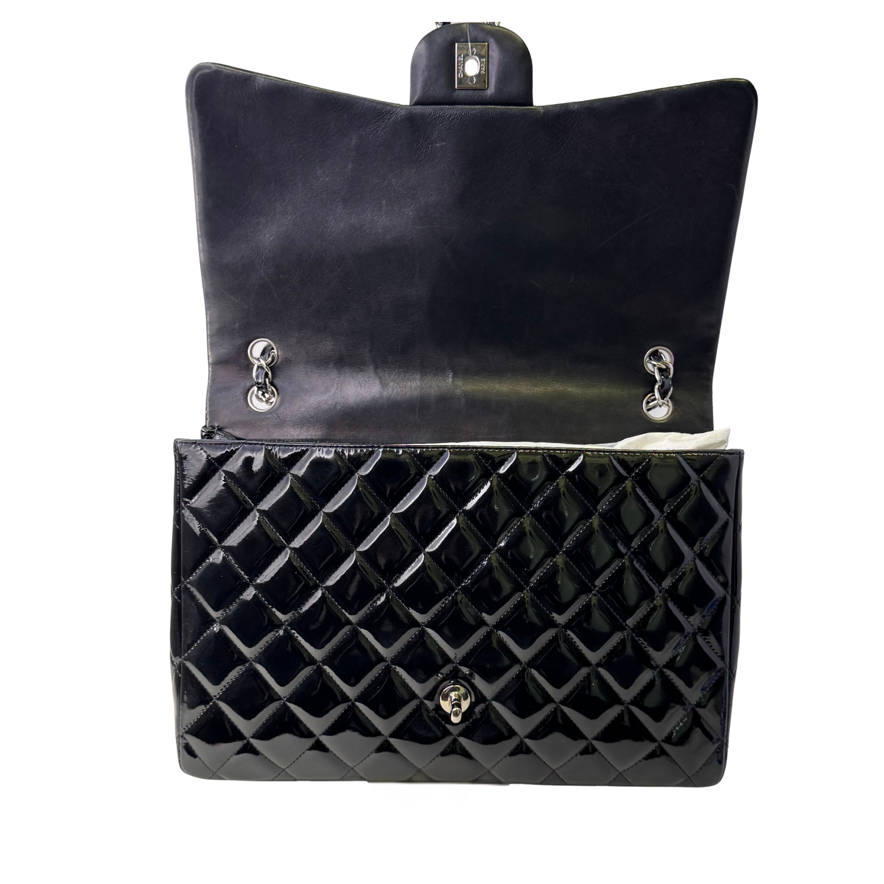 Chanel Maxi Flap Patent Leather Bag Black