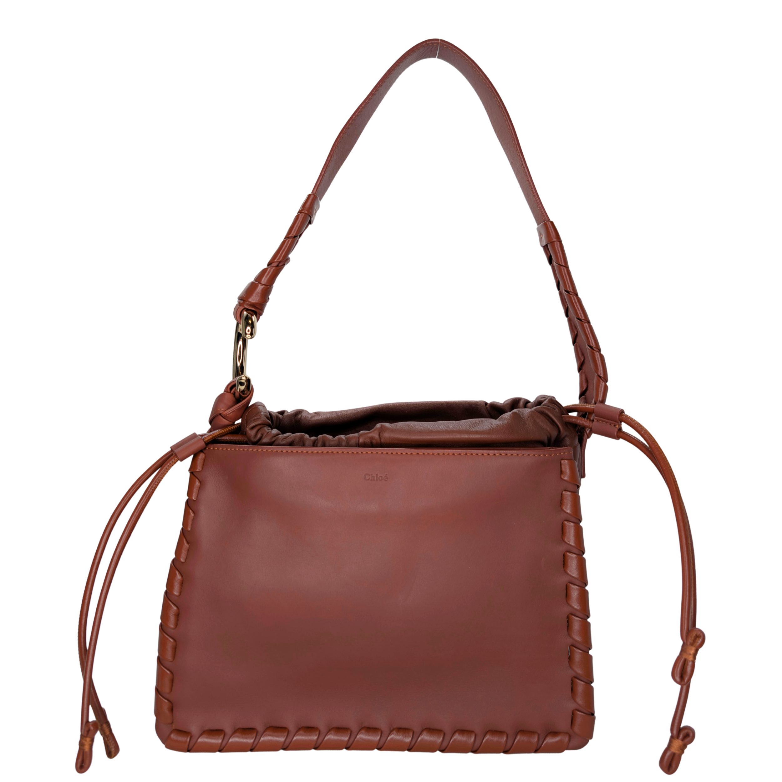 Chloé Mate Gusset Leather Shoulder Bag Brown
