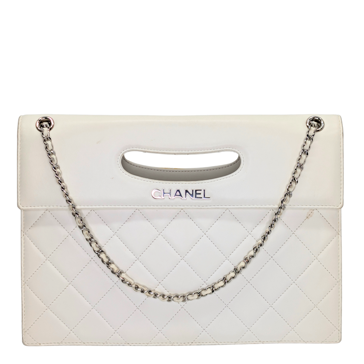 Chanel 2014 Delivery Cutout Handle Bag White