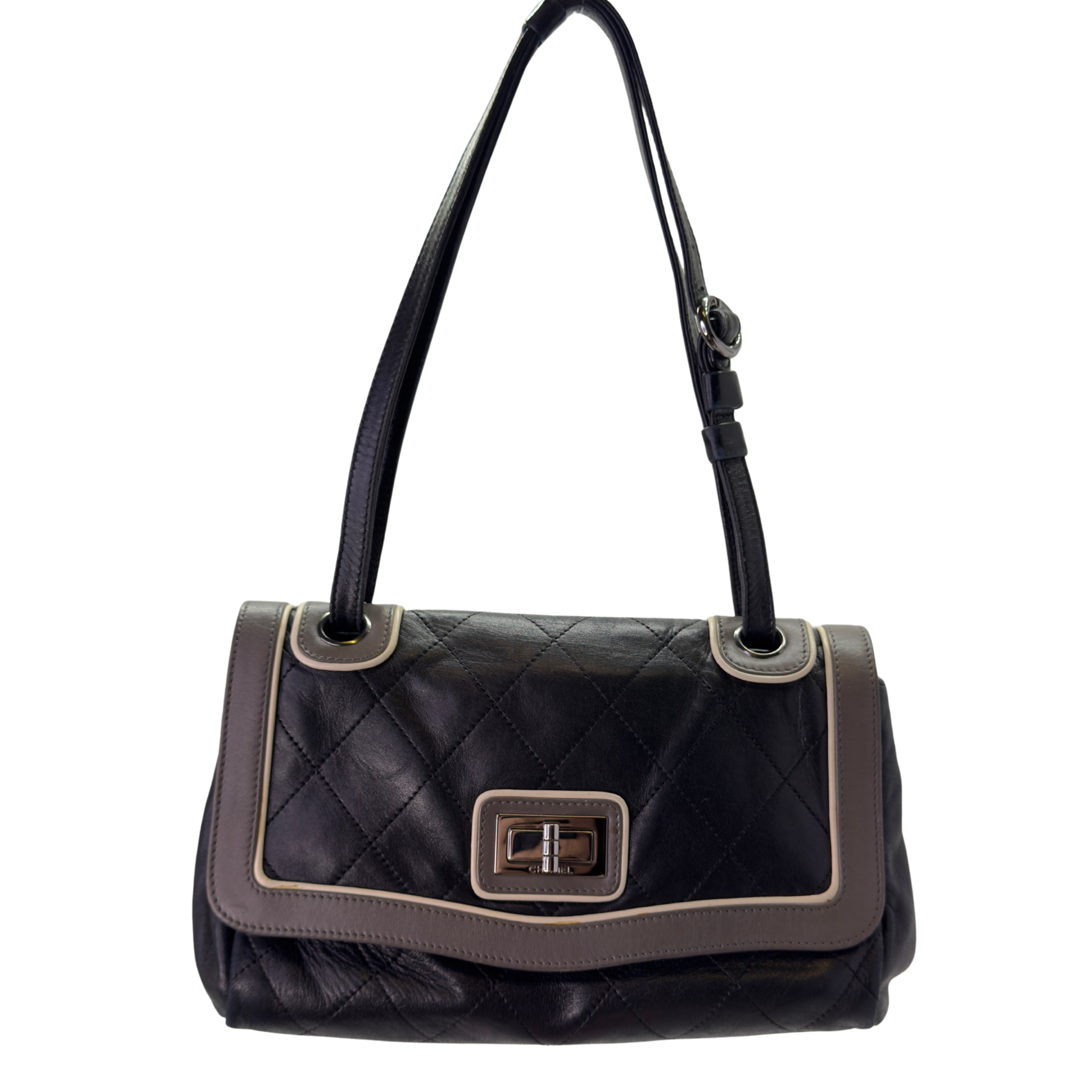 Chanel East-West Shoulder Bag Leather Black