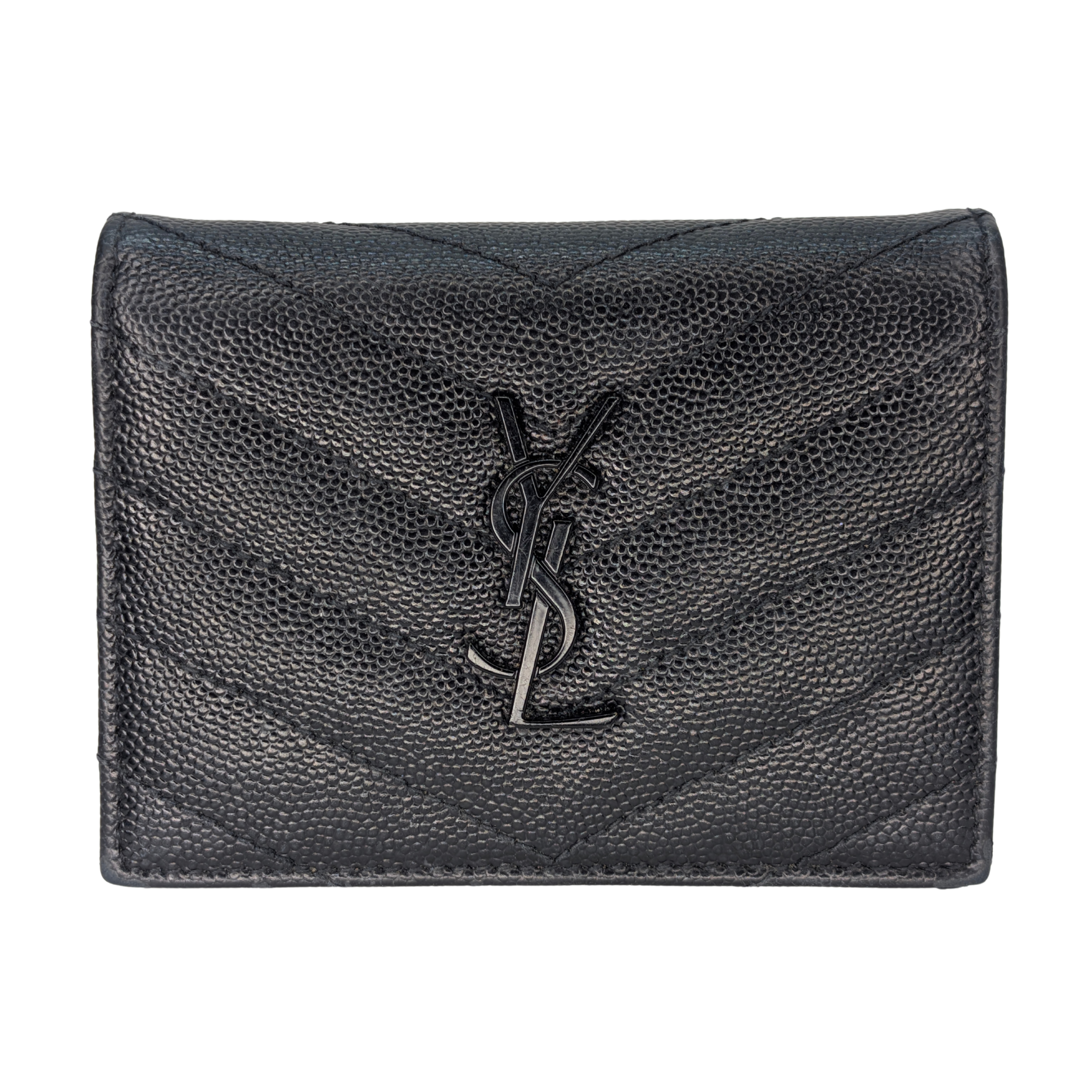 Yves Saint Laurent Cassandre Metalasse Wallet Black