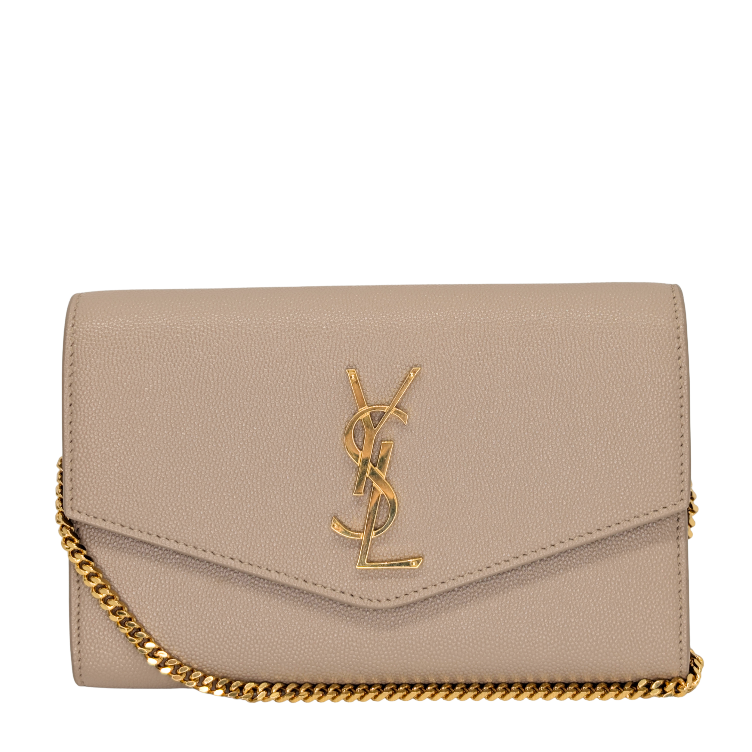 Yves Saint Laurent Uptown Wallet on Chain Dark Beige