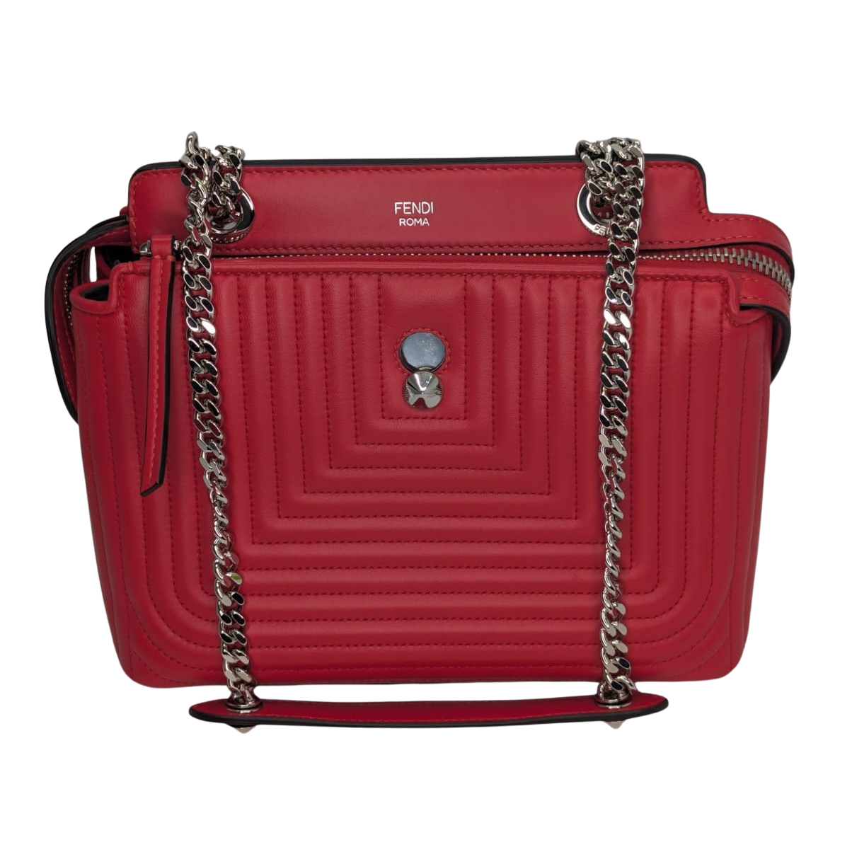 Fendi Dotcom Quilted Crossbody Bag Leather Red