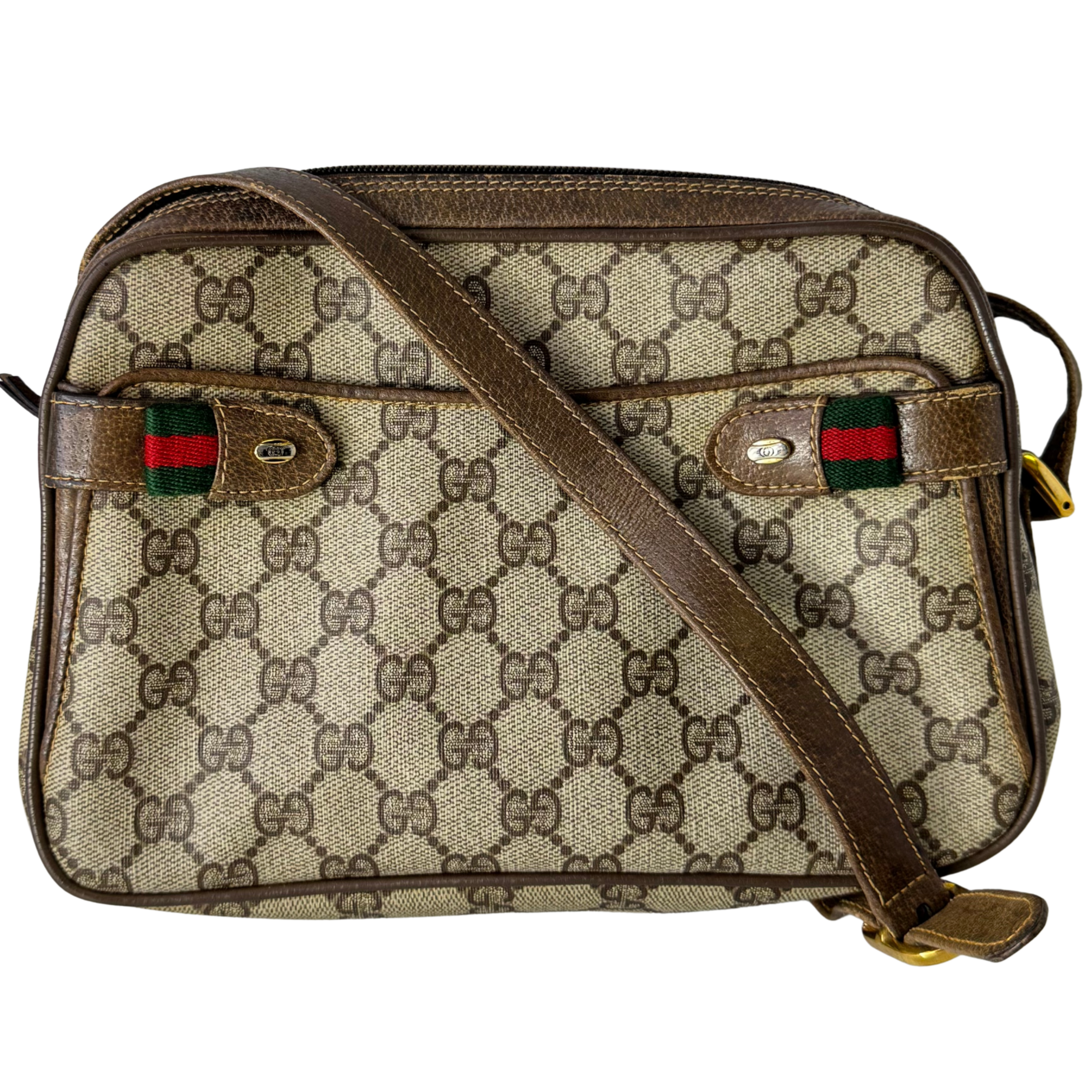 Gucci GG Supreme Crossbody Messenger Bag Beige