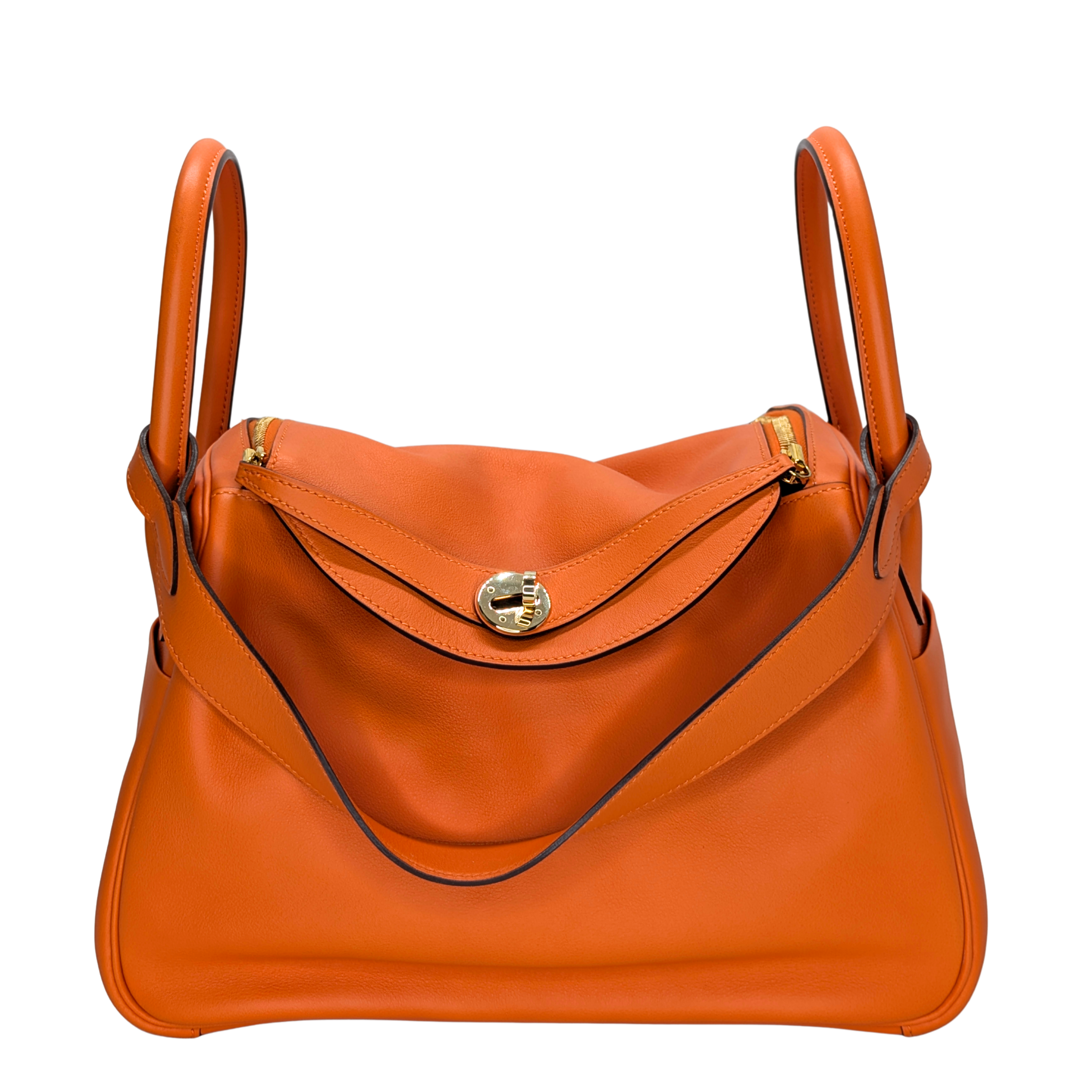 Hermes Lindy 30 Swift Leather Orange LGHW X Stamp