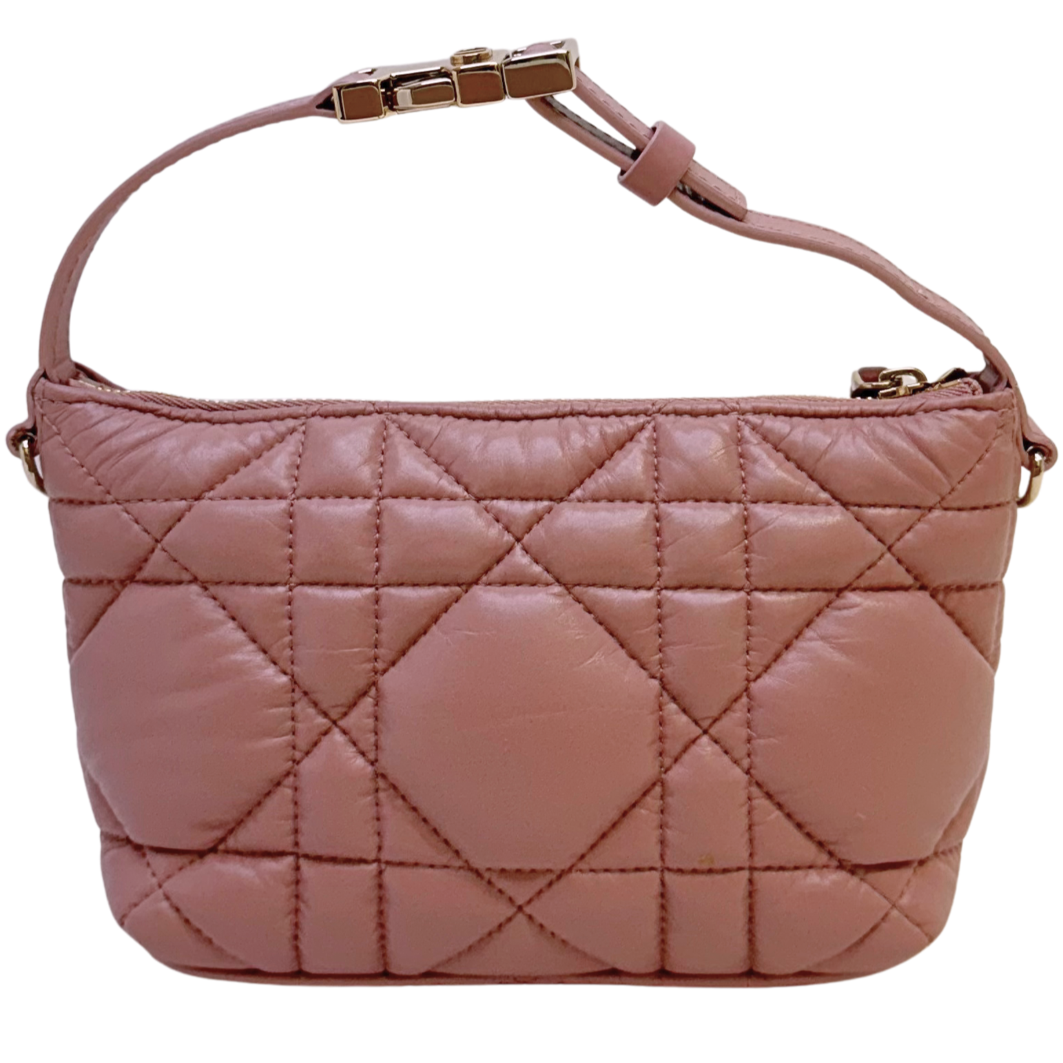 Dior Macrocannage Nomad Travel Pouch Bag Calfskin Pink