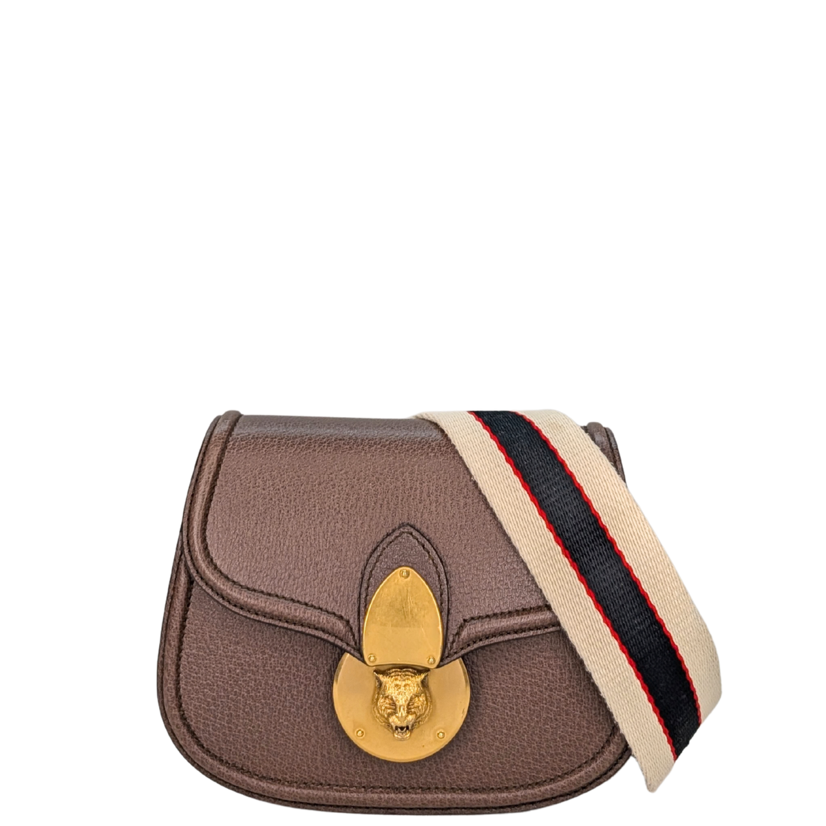 Gucci textured Animalier leather Saddle Crossbody Bag Brown
