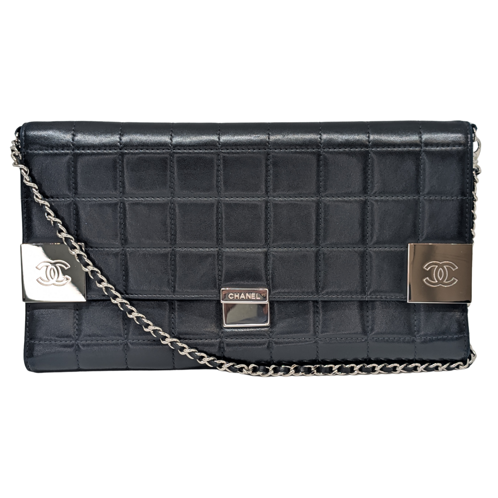 Chanel Chocolate Bar WOC Black/Silver Shoulder Bag