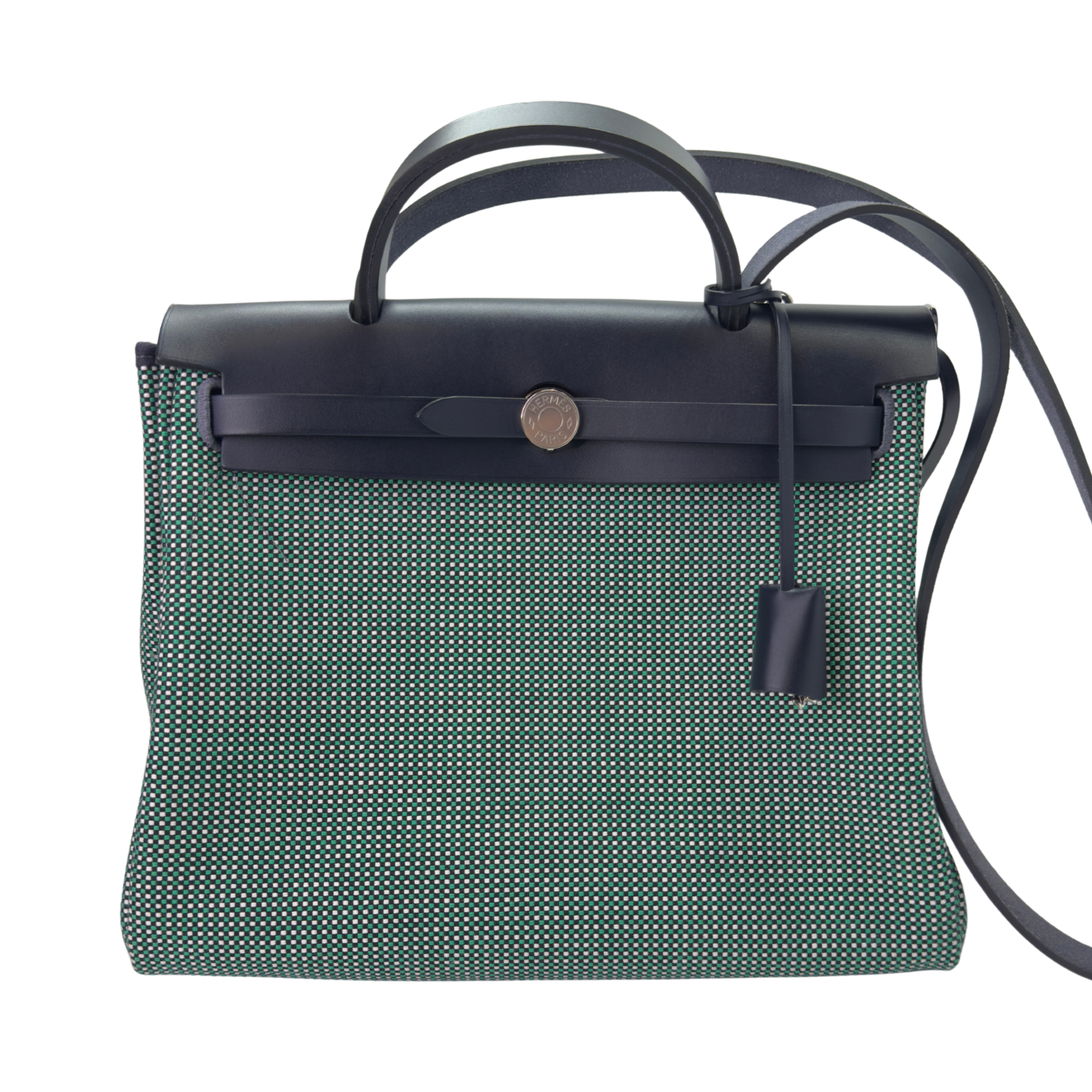 Hermés Herbag Zip 31 Criss Viking Quadrille Dark Green/Navy