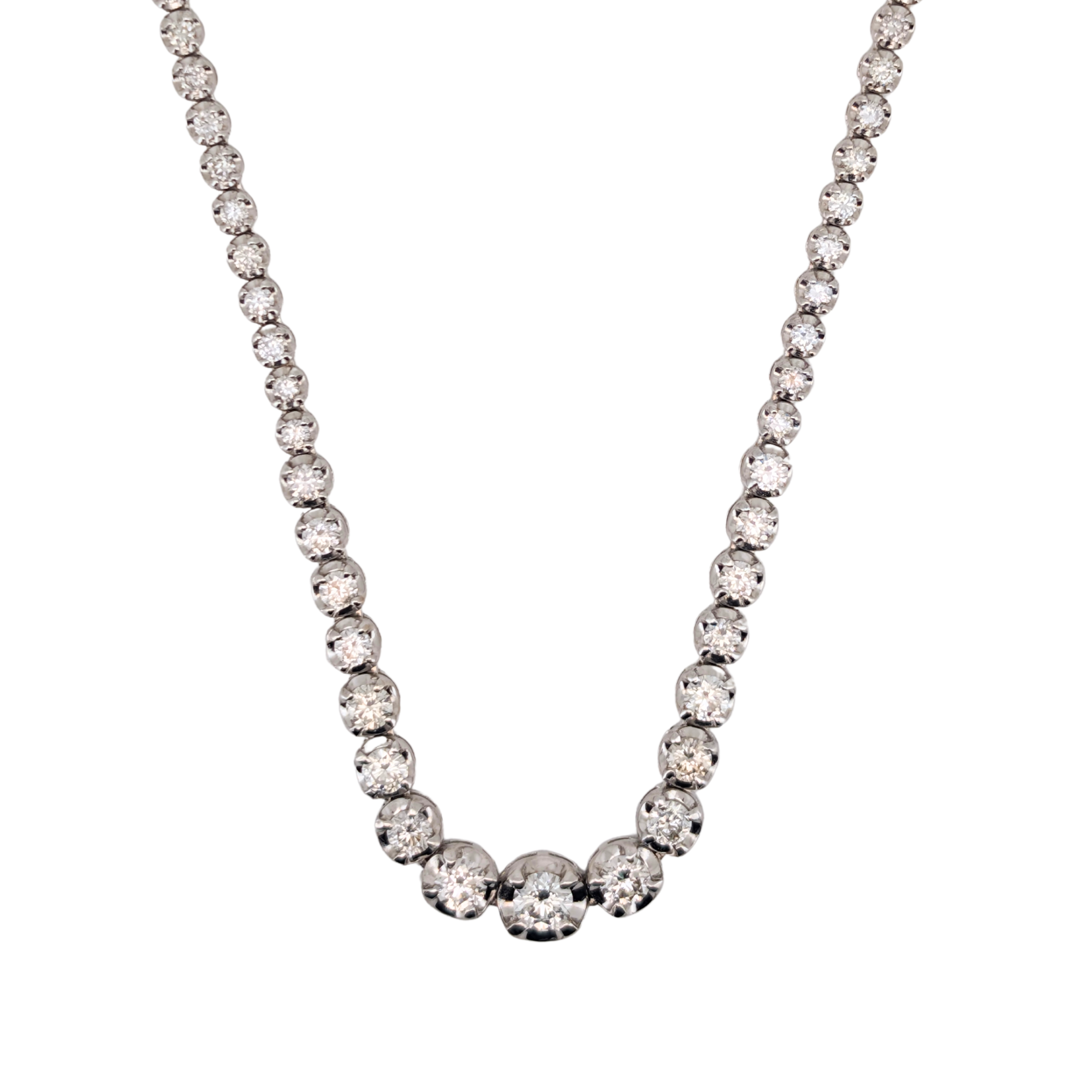 5.00Ct Natural Diamond Tennis Necklace In 18K White Gold