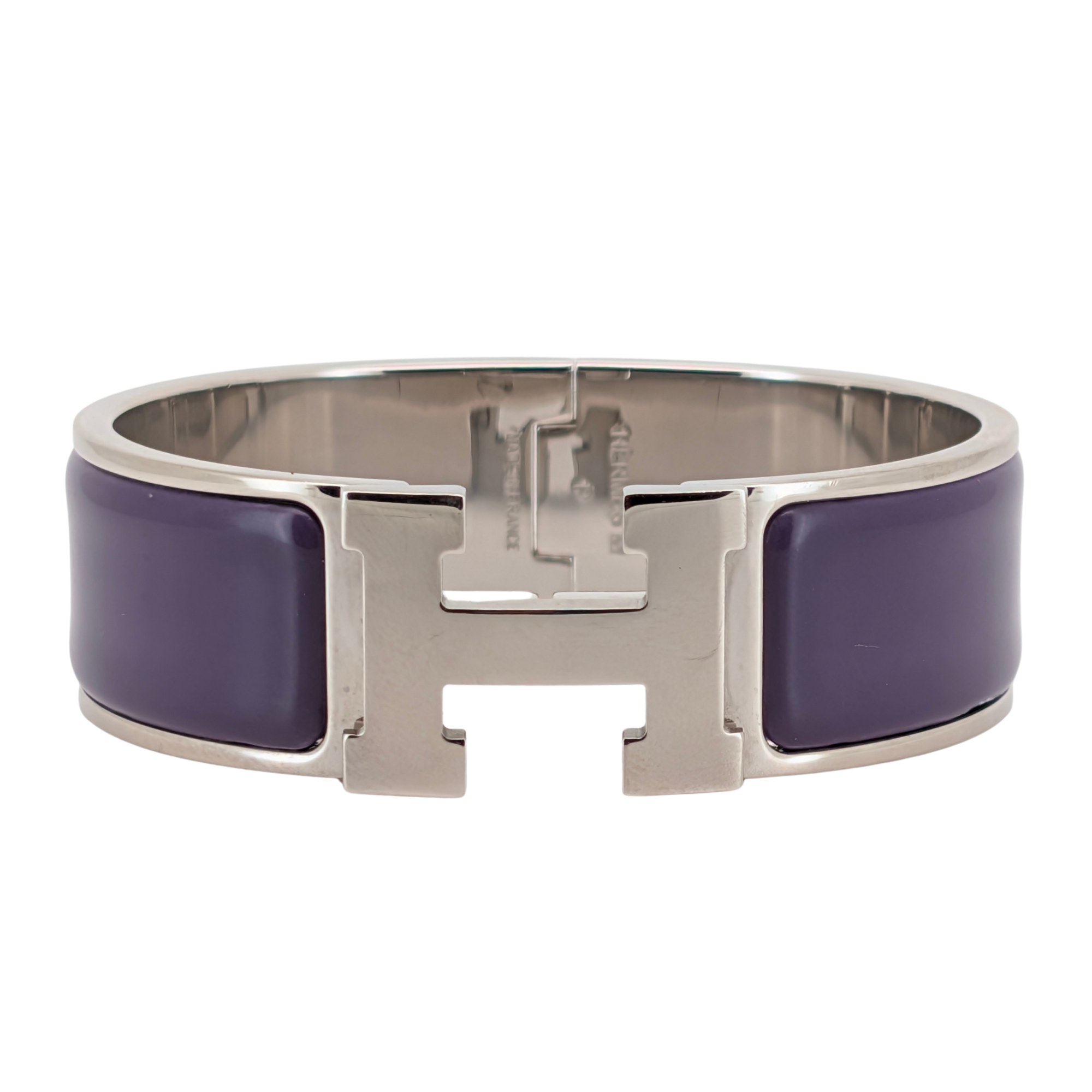 Hermès Clic Clac H Enamel Bracelet Purple