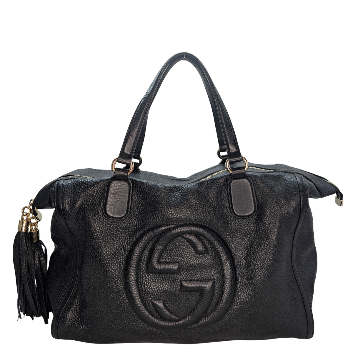 Gucci Soho 荔枝纹皮革GG流苏包 黑色