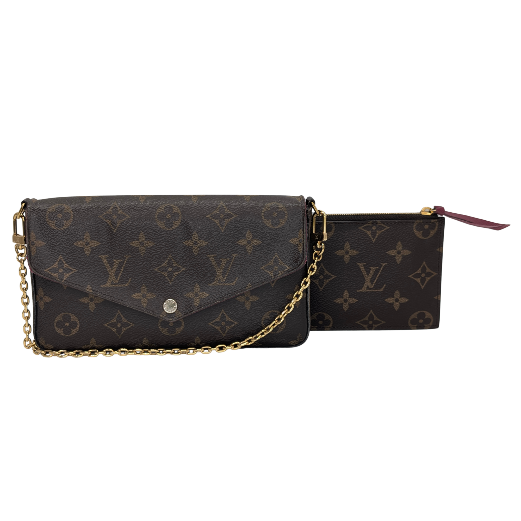 Louis Vuitton Félicie Pochette Clutch Bag Brown
