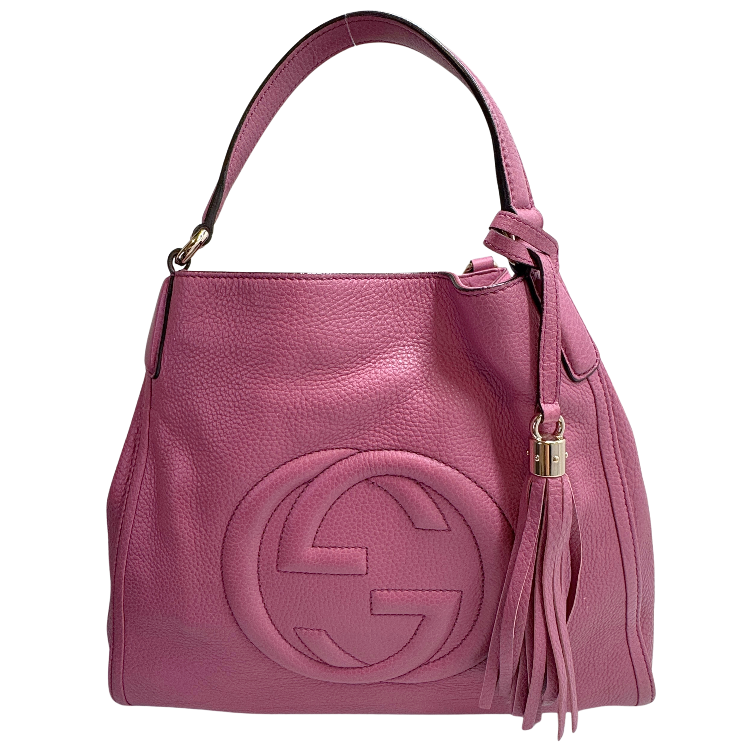 Gucci Pebbled Calfskin Medium Soho Shoulder Bag Fresia Rose