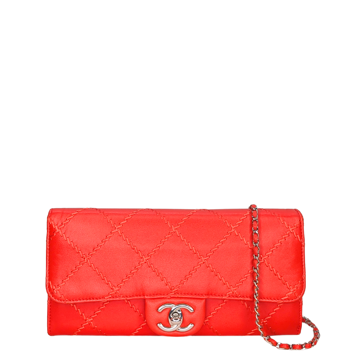 Chanel CC Quilted Lambskin Ultimate Stitch Flap Wallet On Chain Red