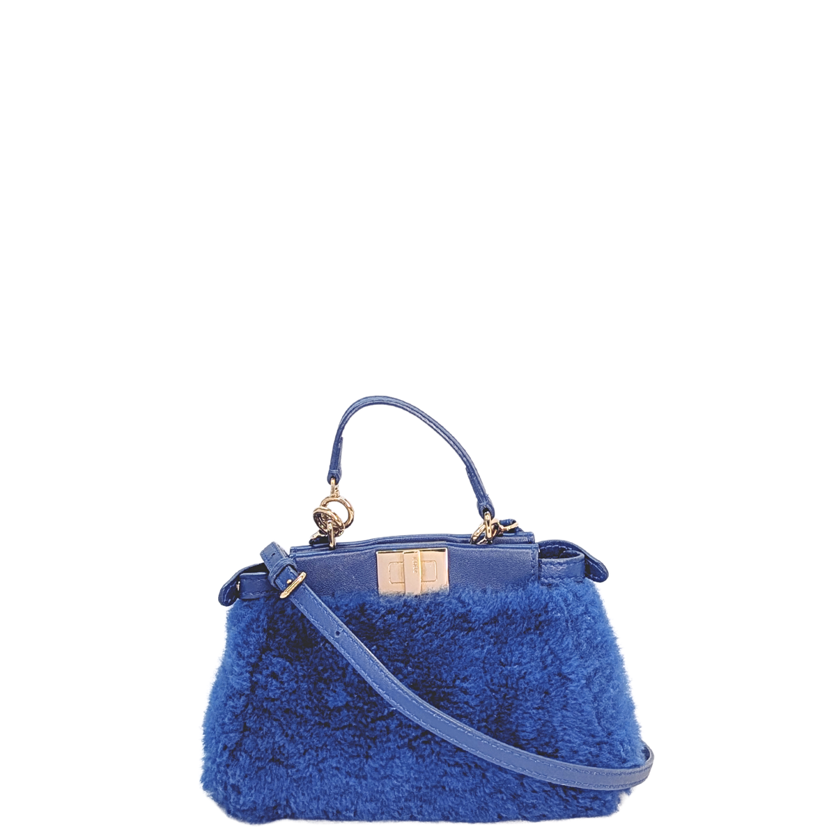 Fendi Peekaboo Micro Shearling Bag Blue