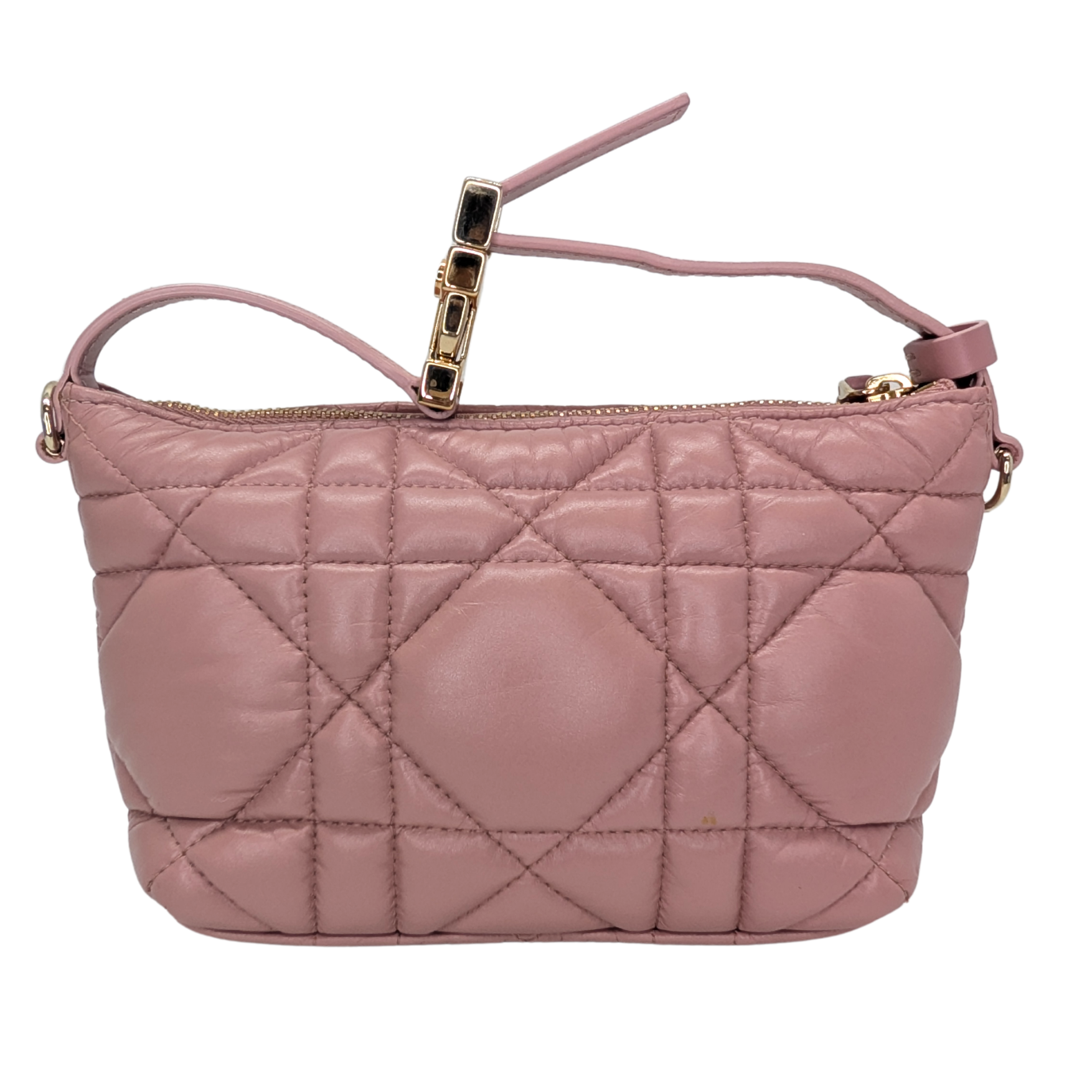 Dior Macrocannage Nomad Travel Pouch Bag Calfskin Pink