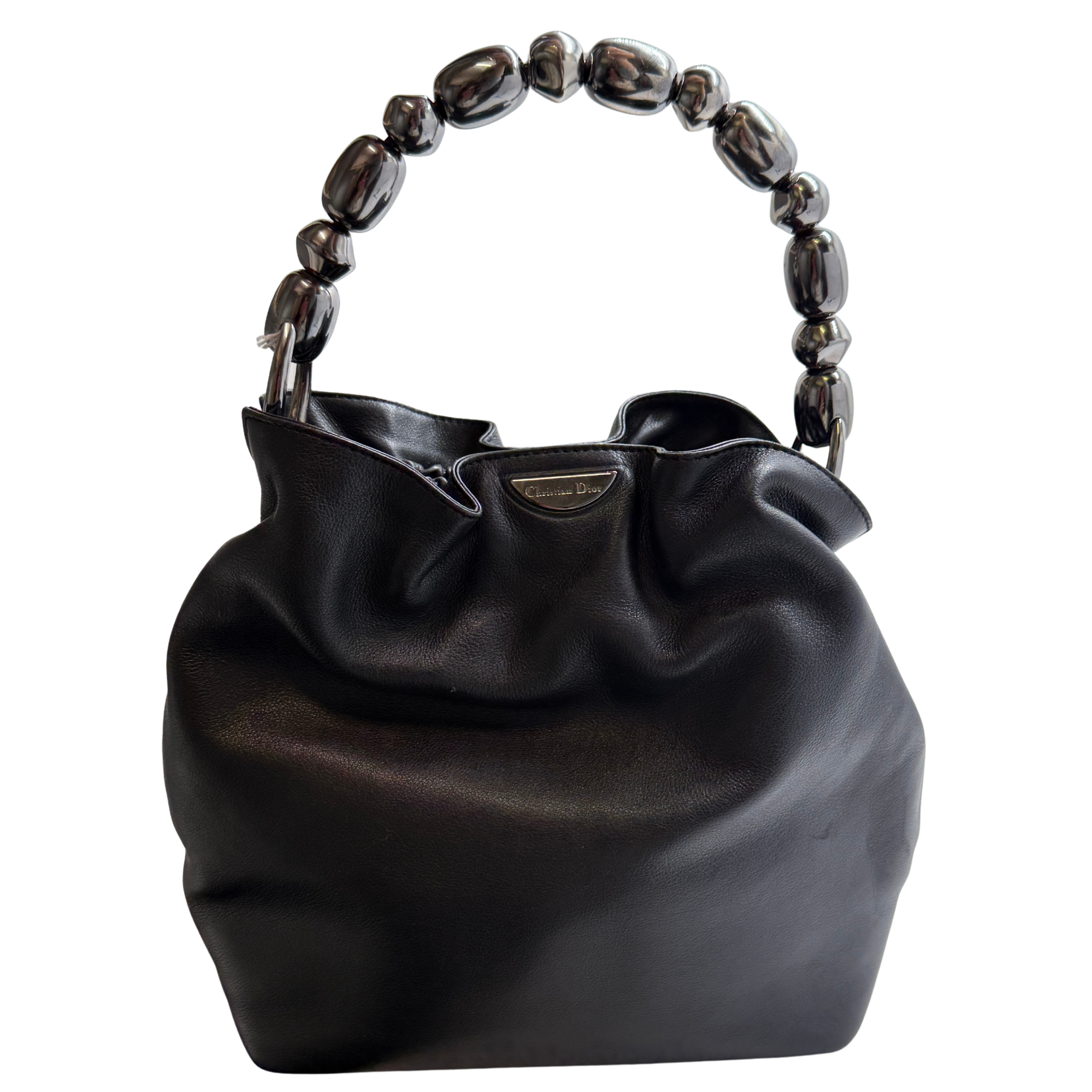Christian Dior Malice Pearl Handbag Leather Black