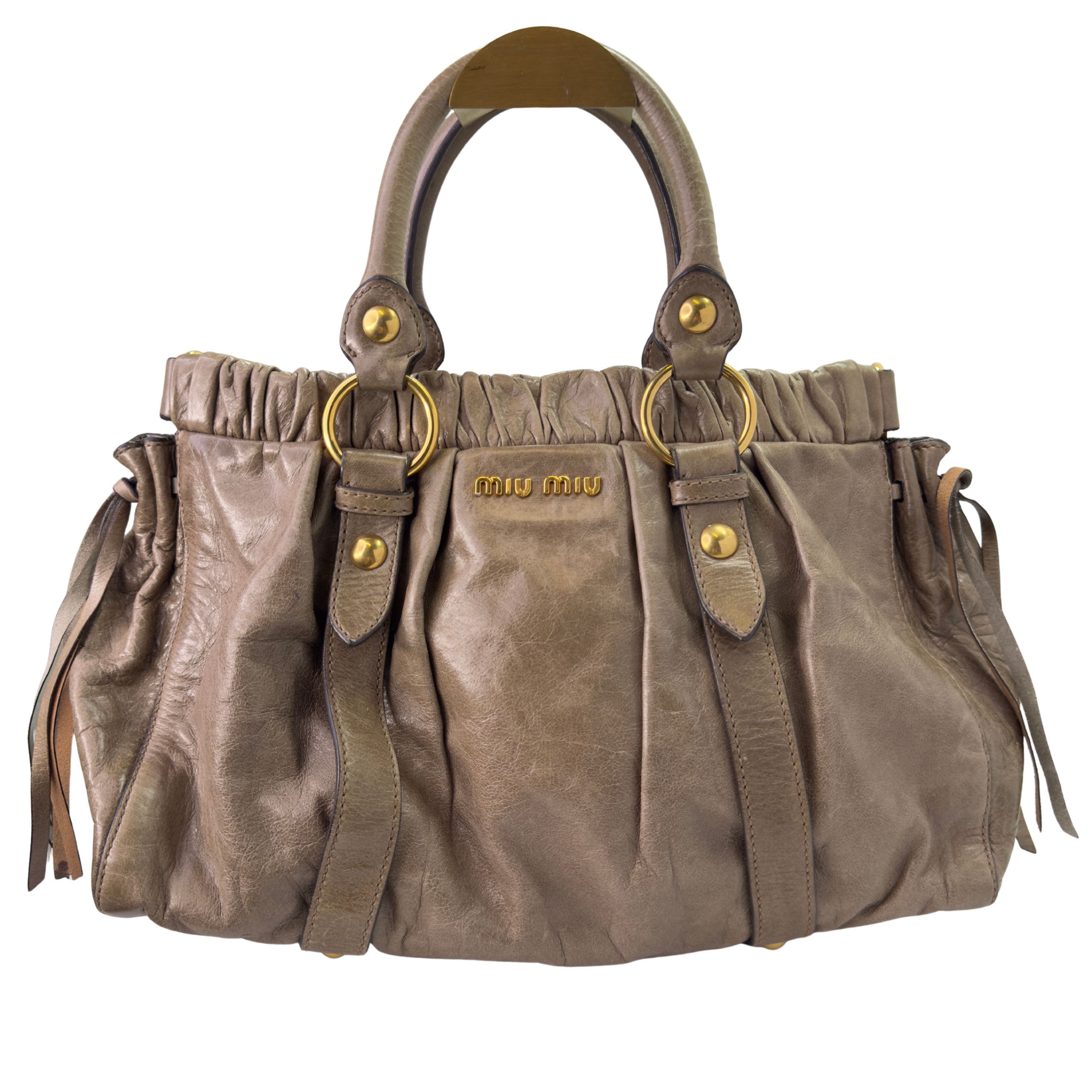Miu Miu Vitello Tote Bag Medium Leather Beige