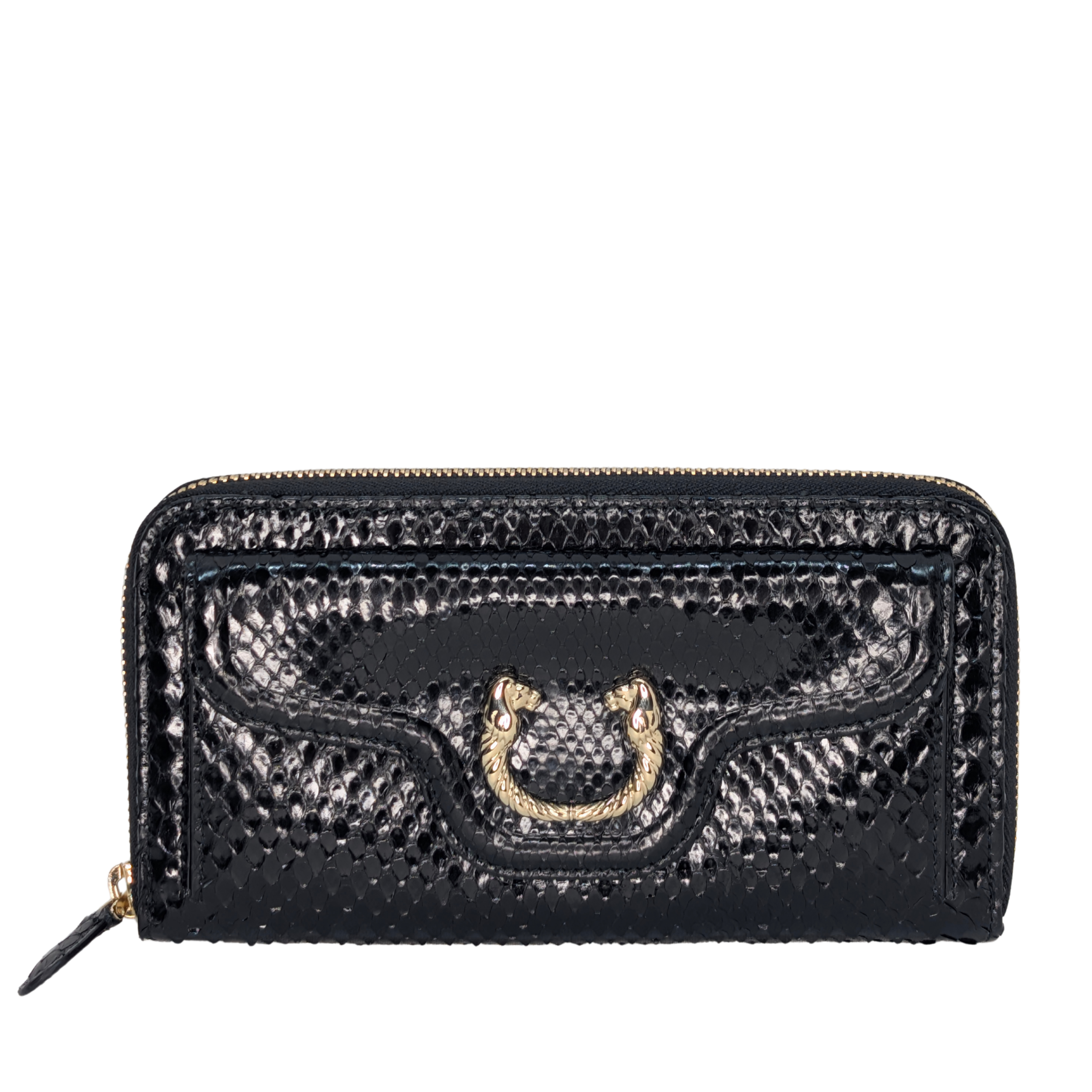Bvlgari Python Snake Skin Black Long Wallet