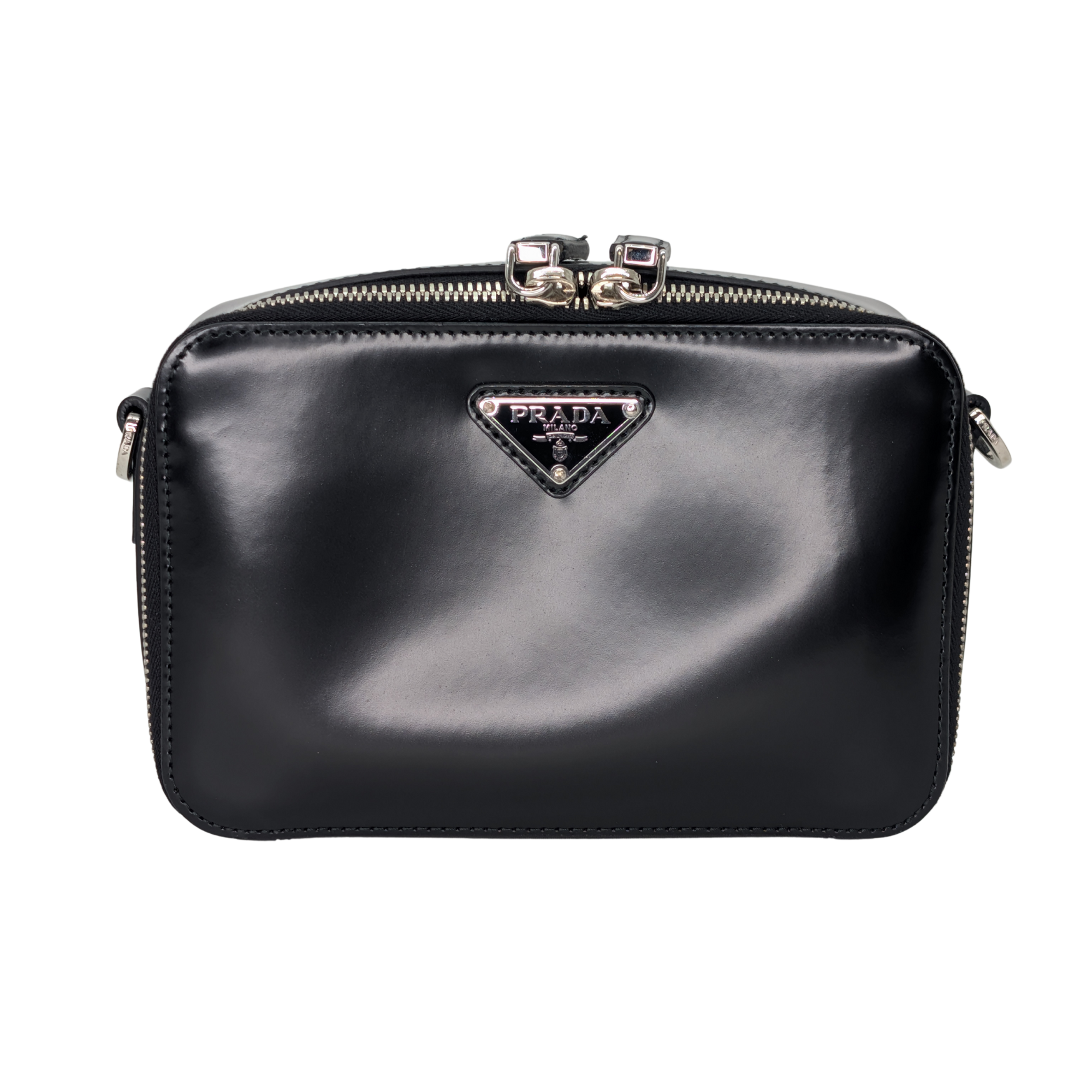 Prada Brique Crossbody Bag Leather Black