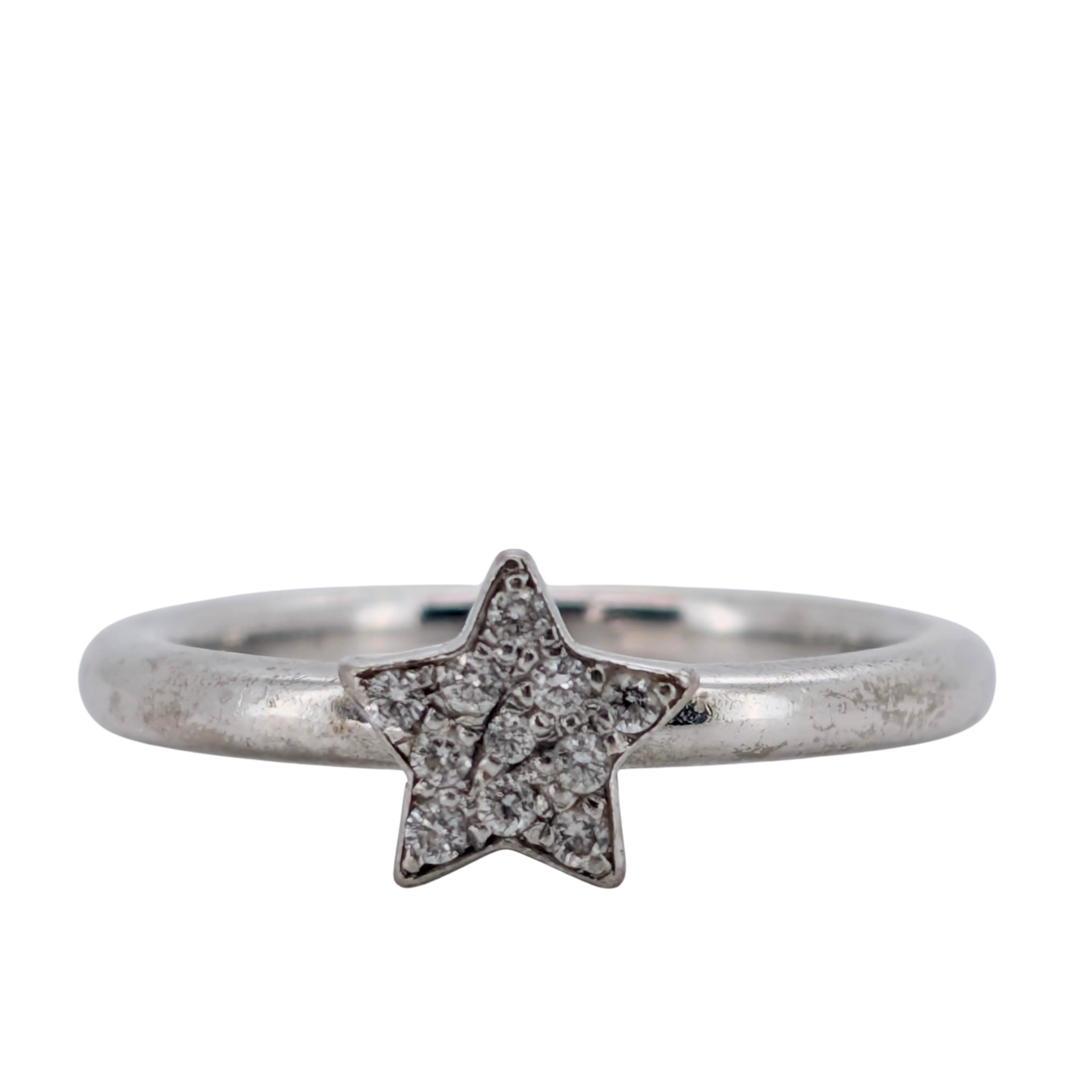18K White gold Natural Diamond Star Ring