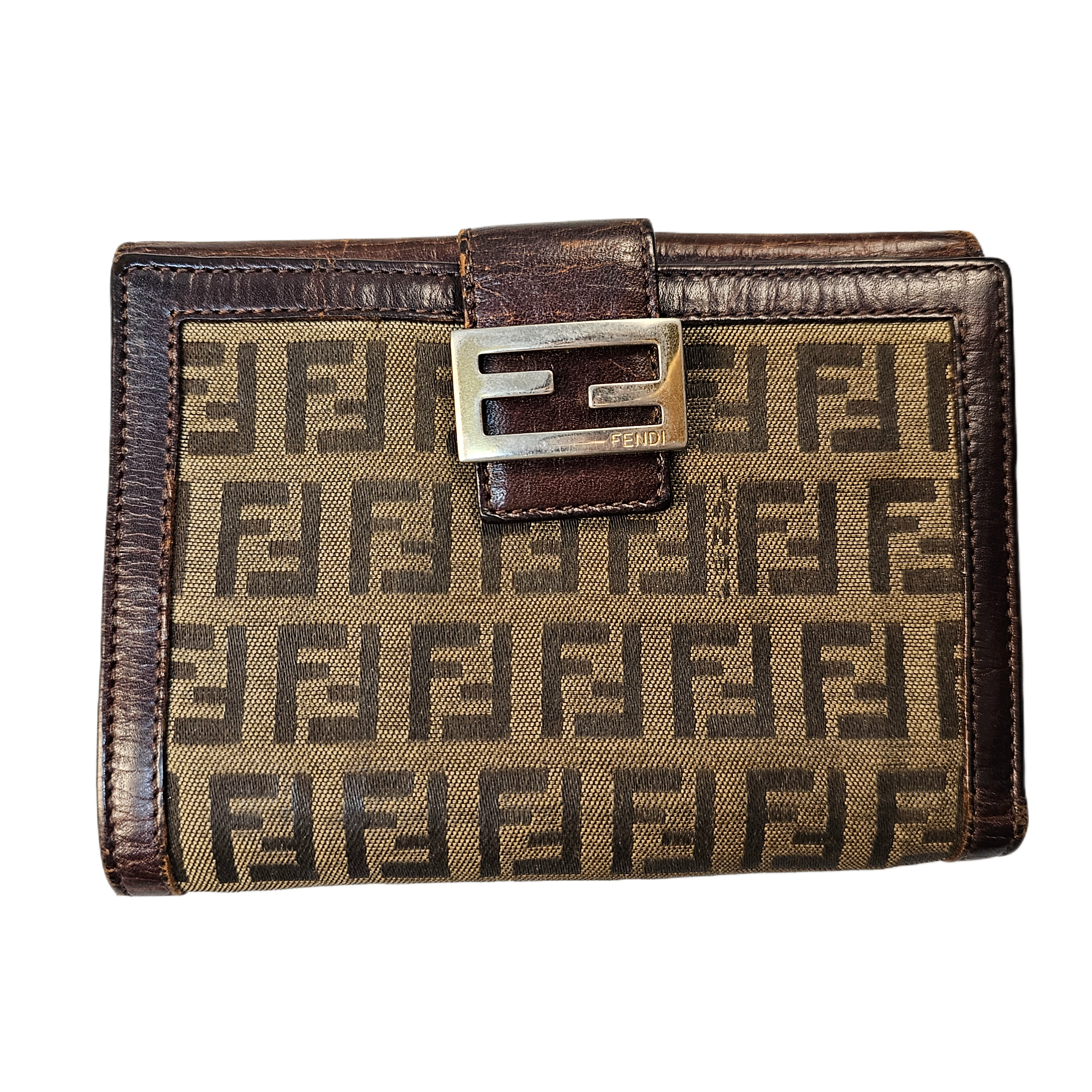 Fendi Monogram Leather & Canvas Wallet