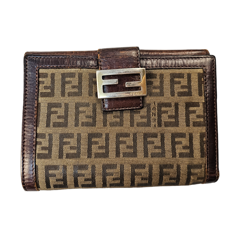 Fendi Monogram Leather & Canvas Wallet