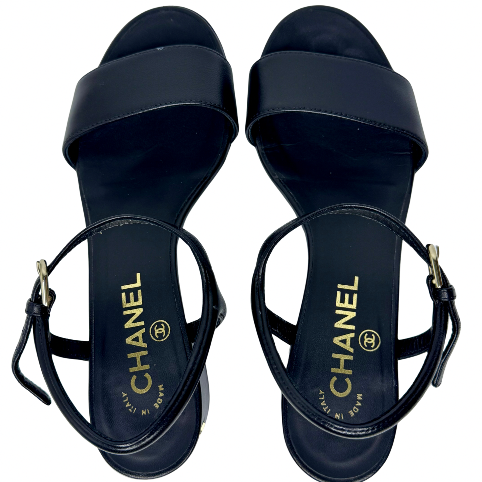 Chanel Black Lambskin Leather Classic Sandals – Size 36C