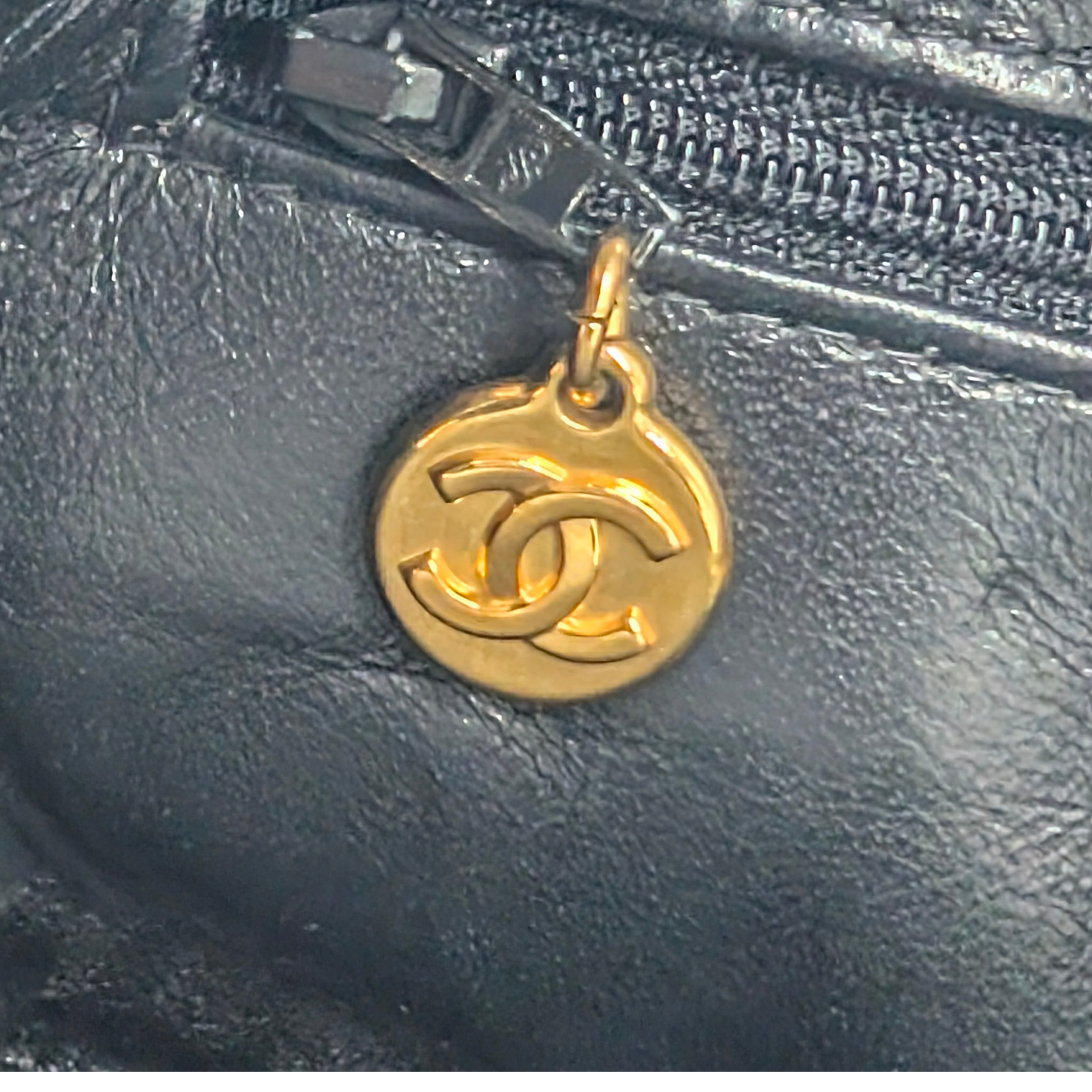 Chanel Lambskin Vintage Double Sided Classic Flap Handbag Black